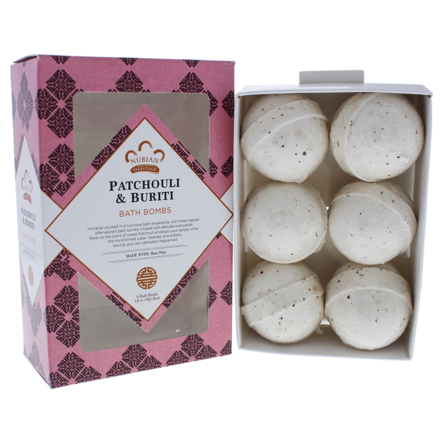 Patchouli and Buriti Bath Bombs by Nubian Heritage for Unisex - 6 x 1.6 oz Bath Bomb