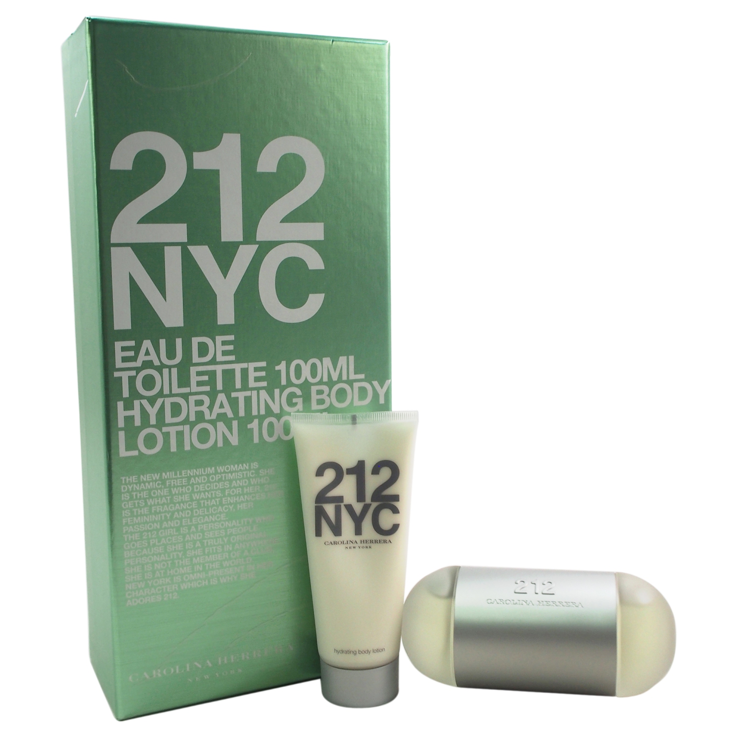 212 NYC by Carolina Herrera for Women - 2 Pc Gift Set 3.4oz EDT Spray, 3.4oz Hydrating Body Lotion