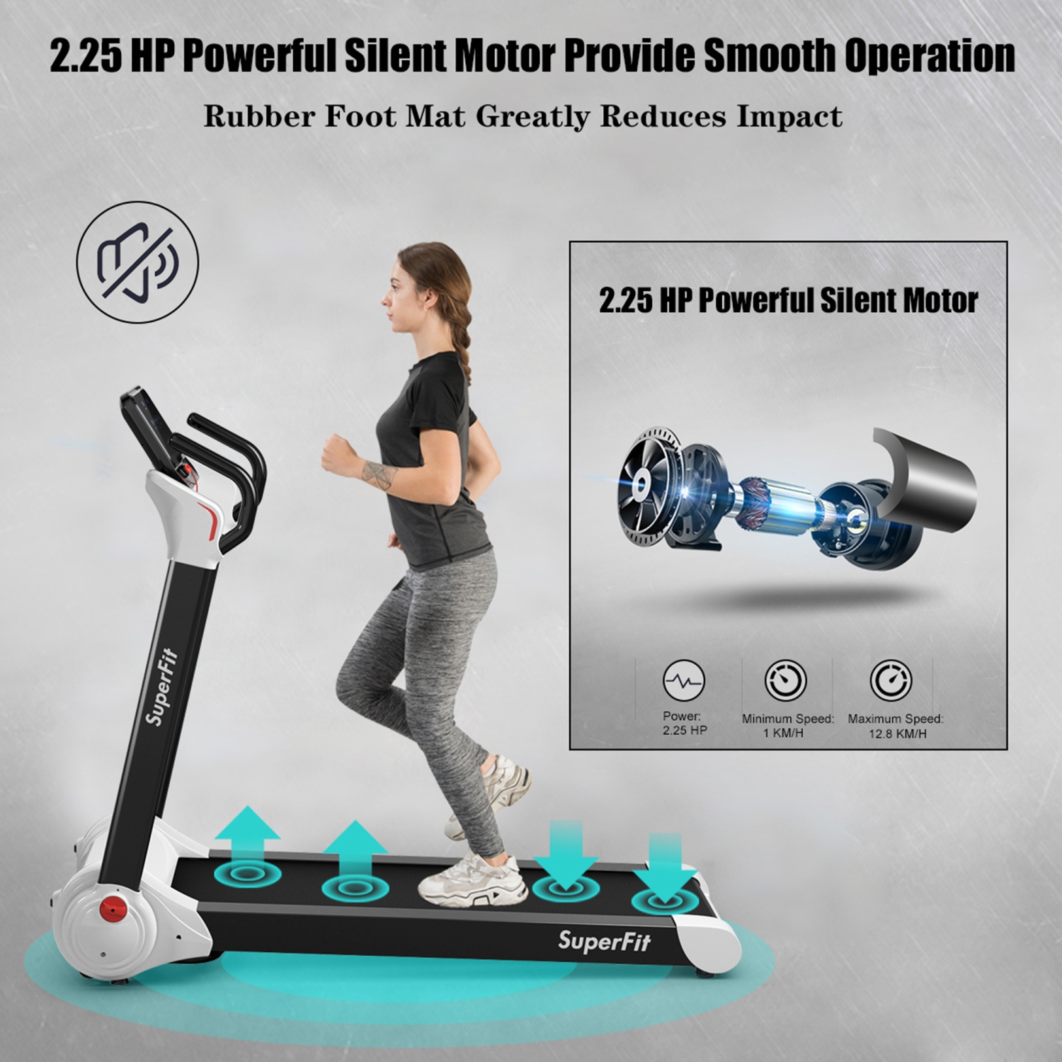 Tapis de course pliable 12,8km/h Gymax – Affichage LED