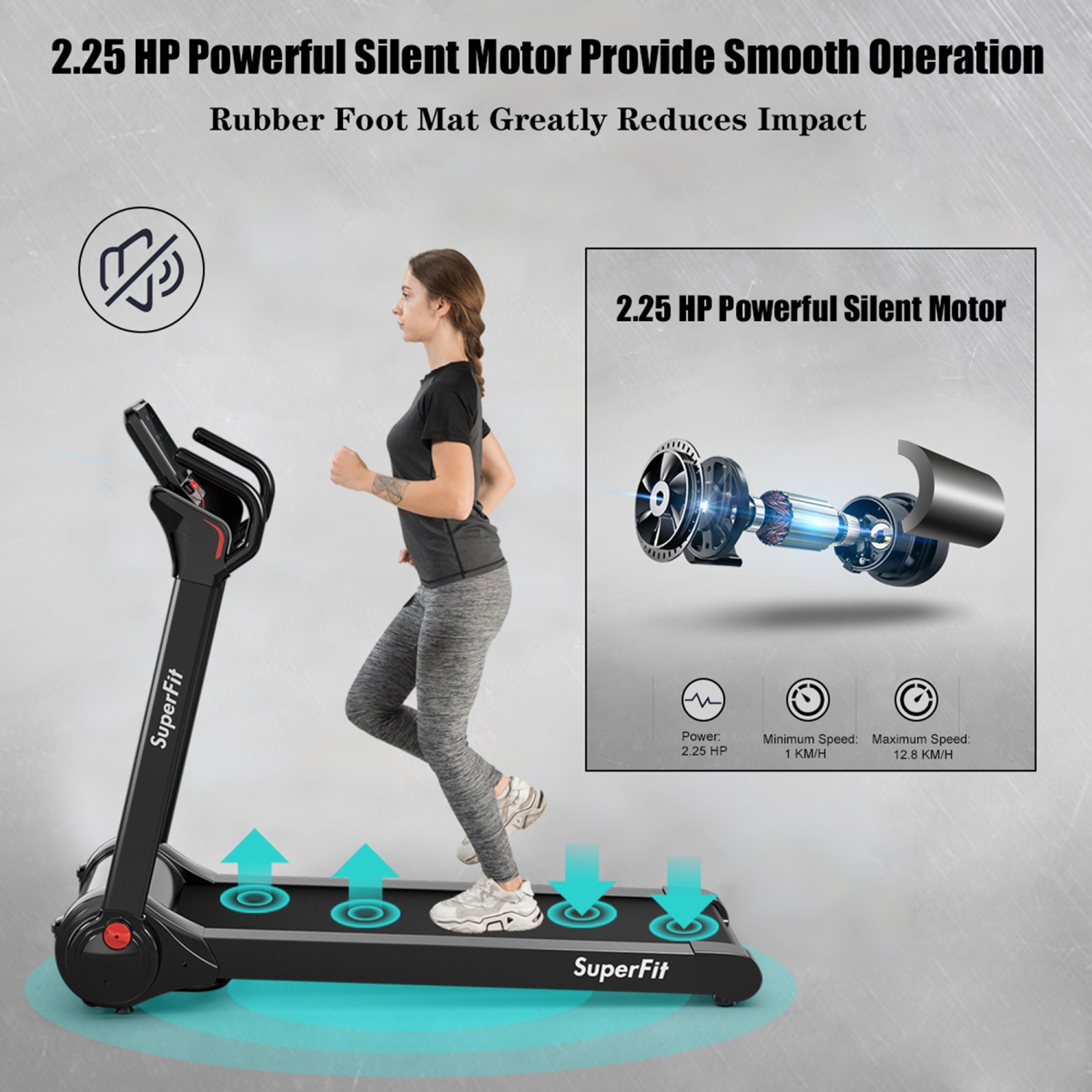 Gymax Folding 2.25HP Electric Treadmill Running Machine w/ LED Display & Bluetooth Speaker - Black/White