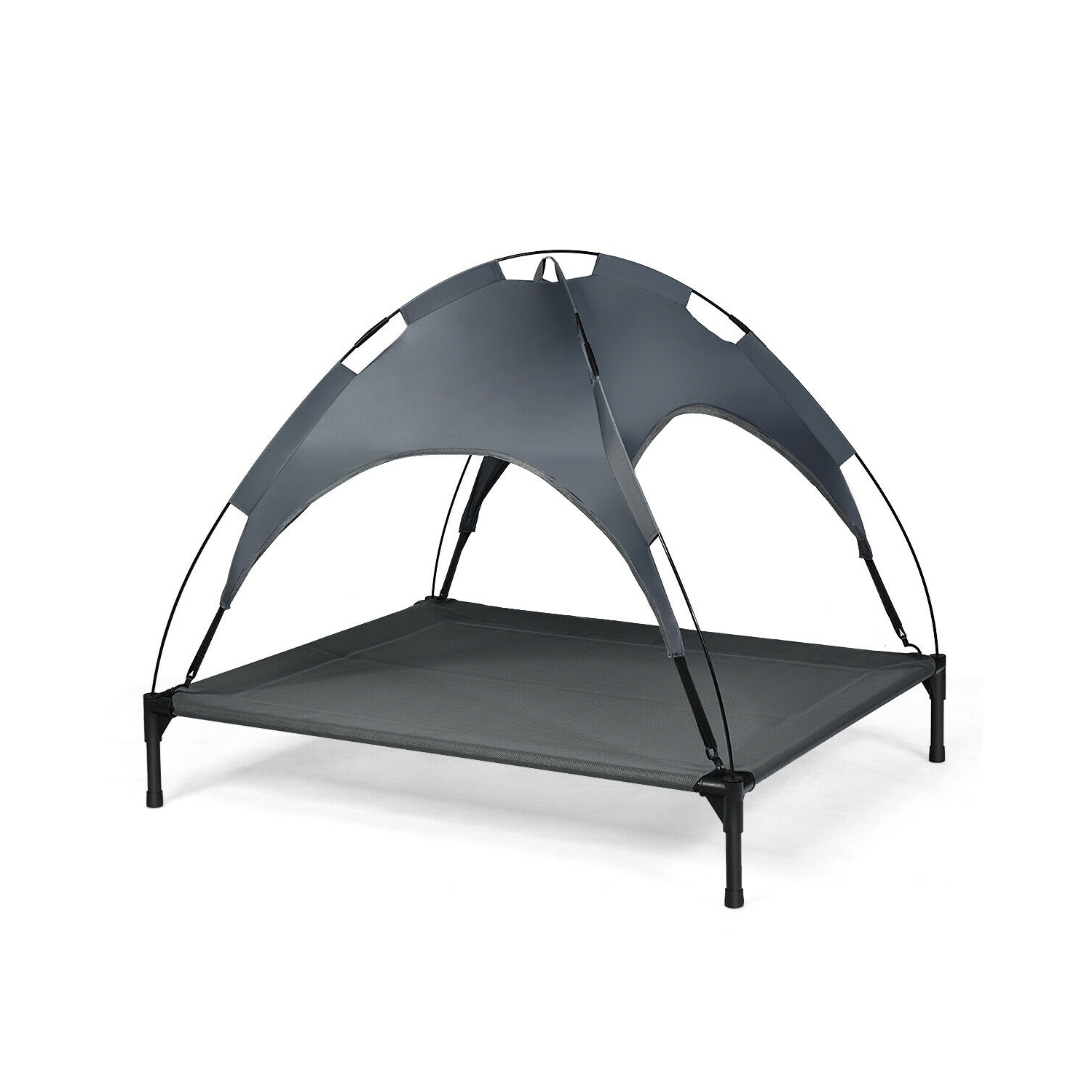 Gymax 42'' Portable Elevated Dog Cot Outdoor Cooling Pet Bed w/ Removable Canopy Shade