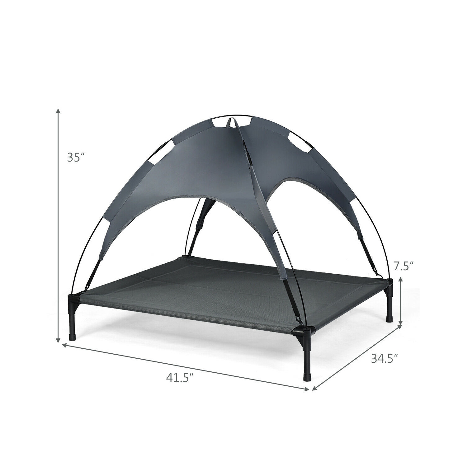 Gymax 42'' Portable Elevated Dog Cot Outdoor Cooling Pet Bed w/ Removable Canopy Shade