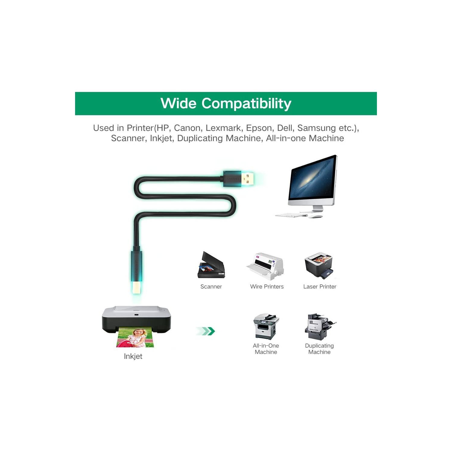 NiceTQ Replacement PC/Mac USB Data Sync Transfer Cable Cord For DYMO Label Writer 450 Twin Turbo Label Printer