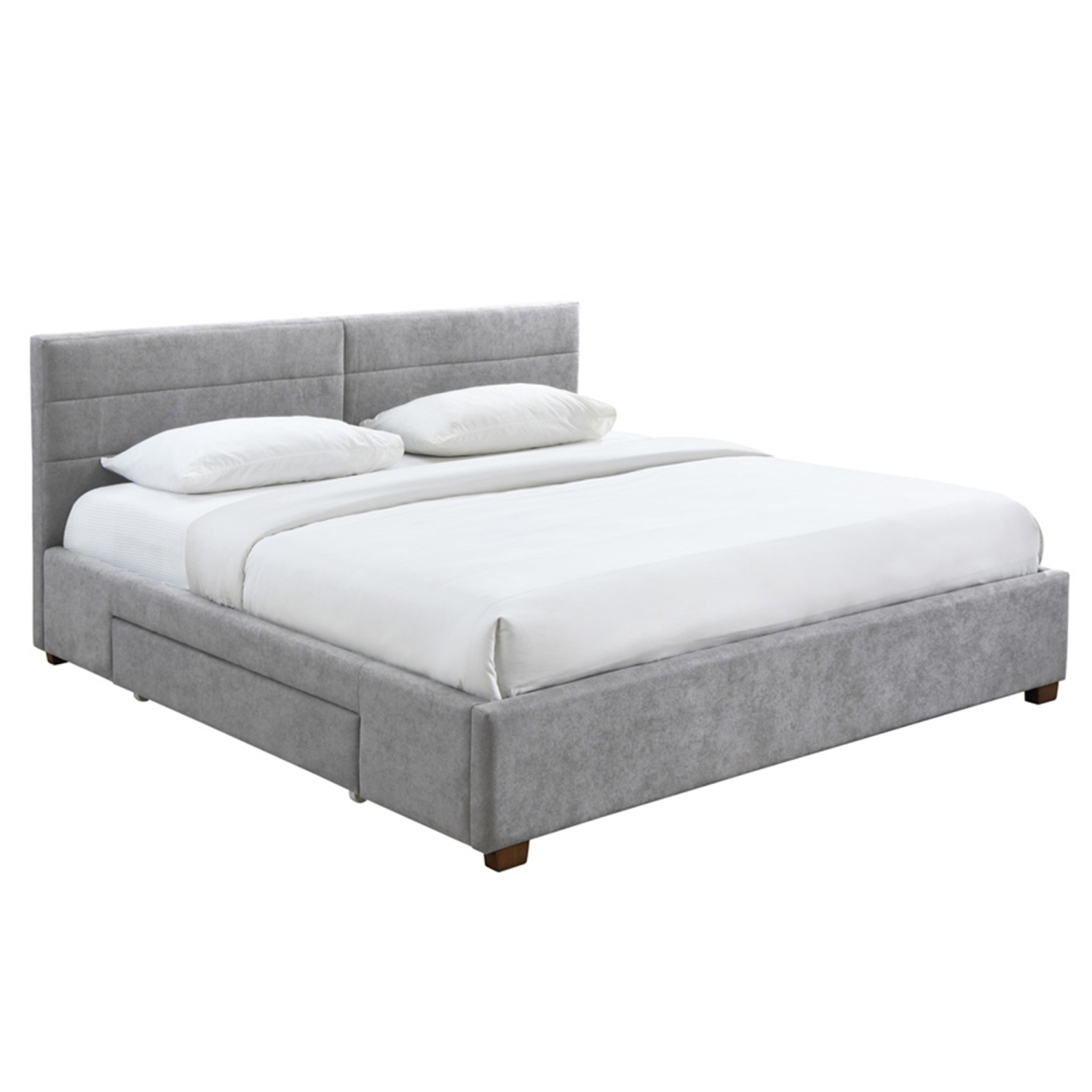 Viva Lifestyle Furiture 78" KING PLATFORM BED W/DRAWERS - LIGHT GREY