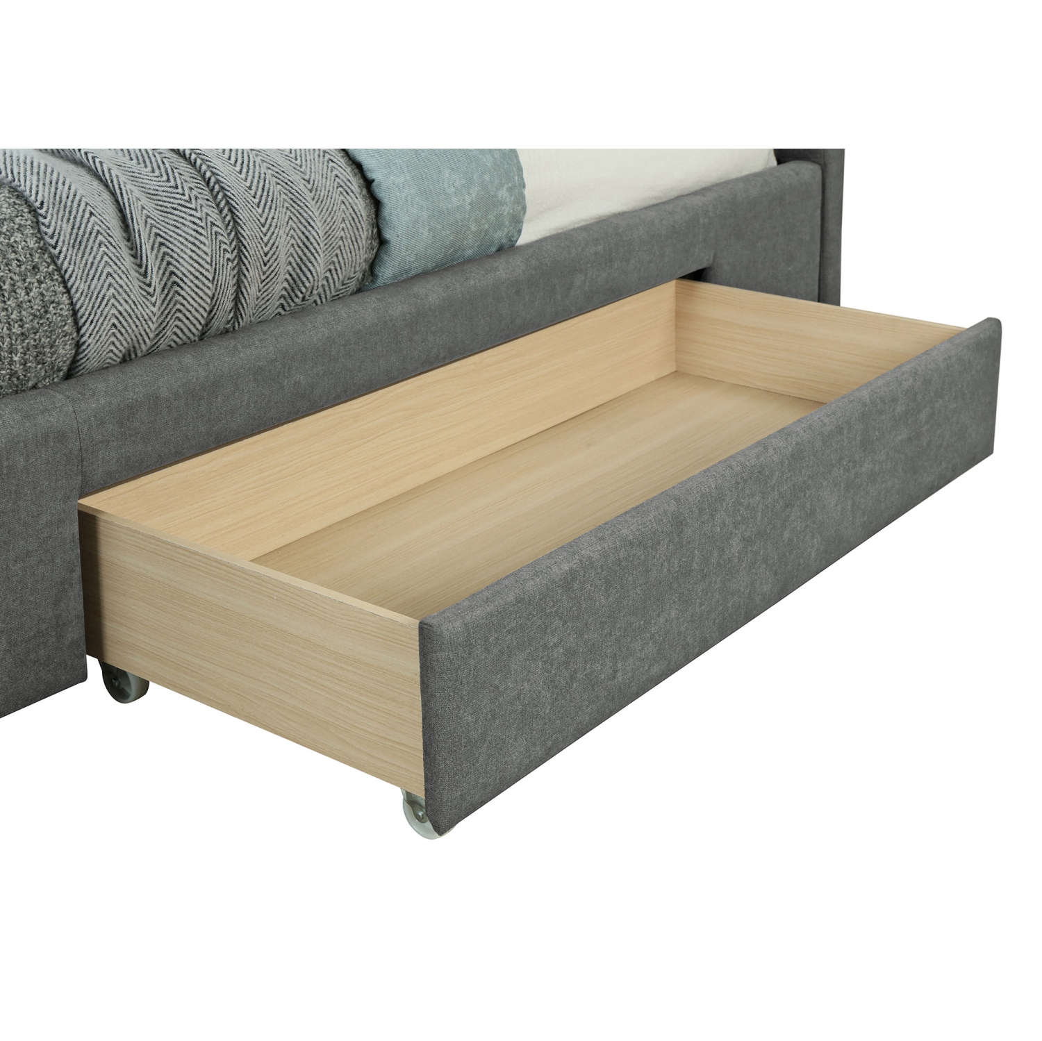 Viva Lifestyle Furiture 78" KING PLATFORM BED W/DRAWERS - LIGHT GREY