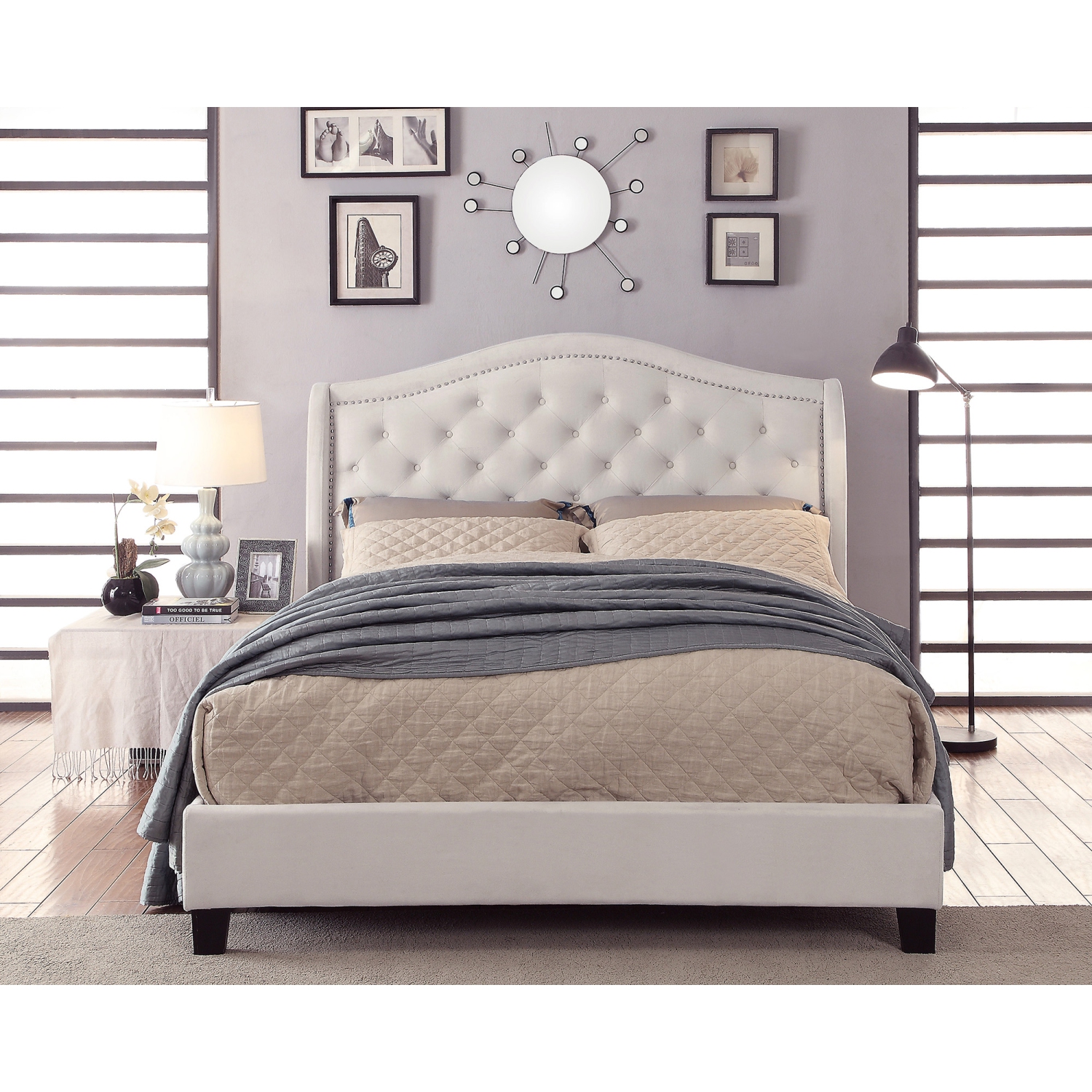 Viva Lifestyle Furiture 78" KING PLATFORM BED - IVORY