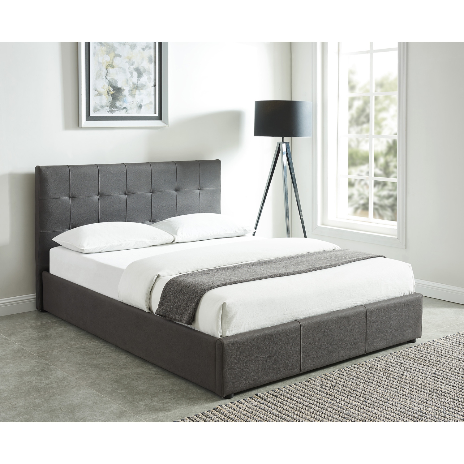 Viva Lifestyle Furiture 78" KING PLATFORM STORAGE BED - GREY