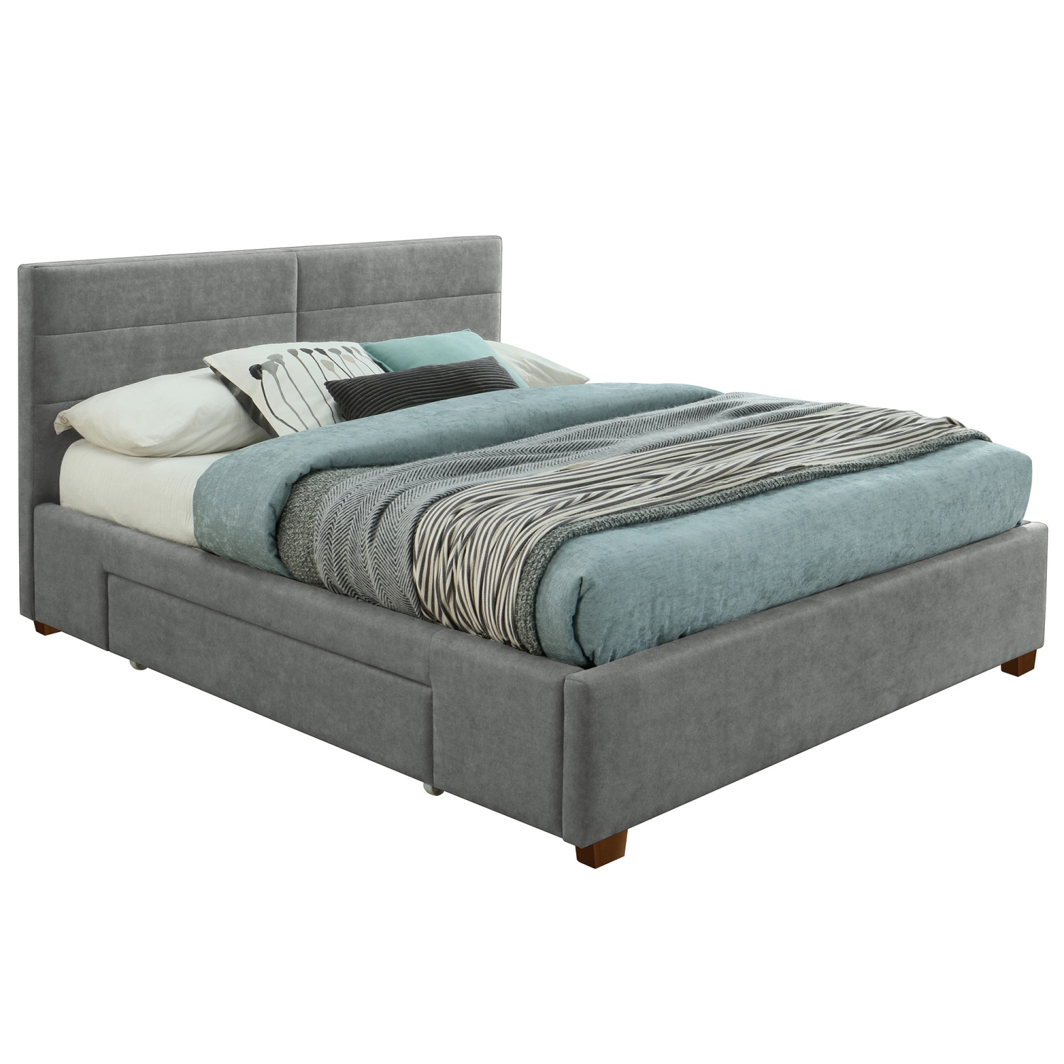 Viva Lifestyle Furiture 60" QUEEN PLATFORM BED w/DRAWERS - LIGHT GREY