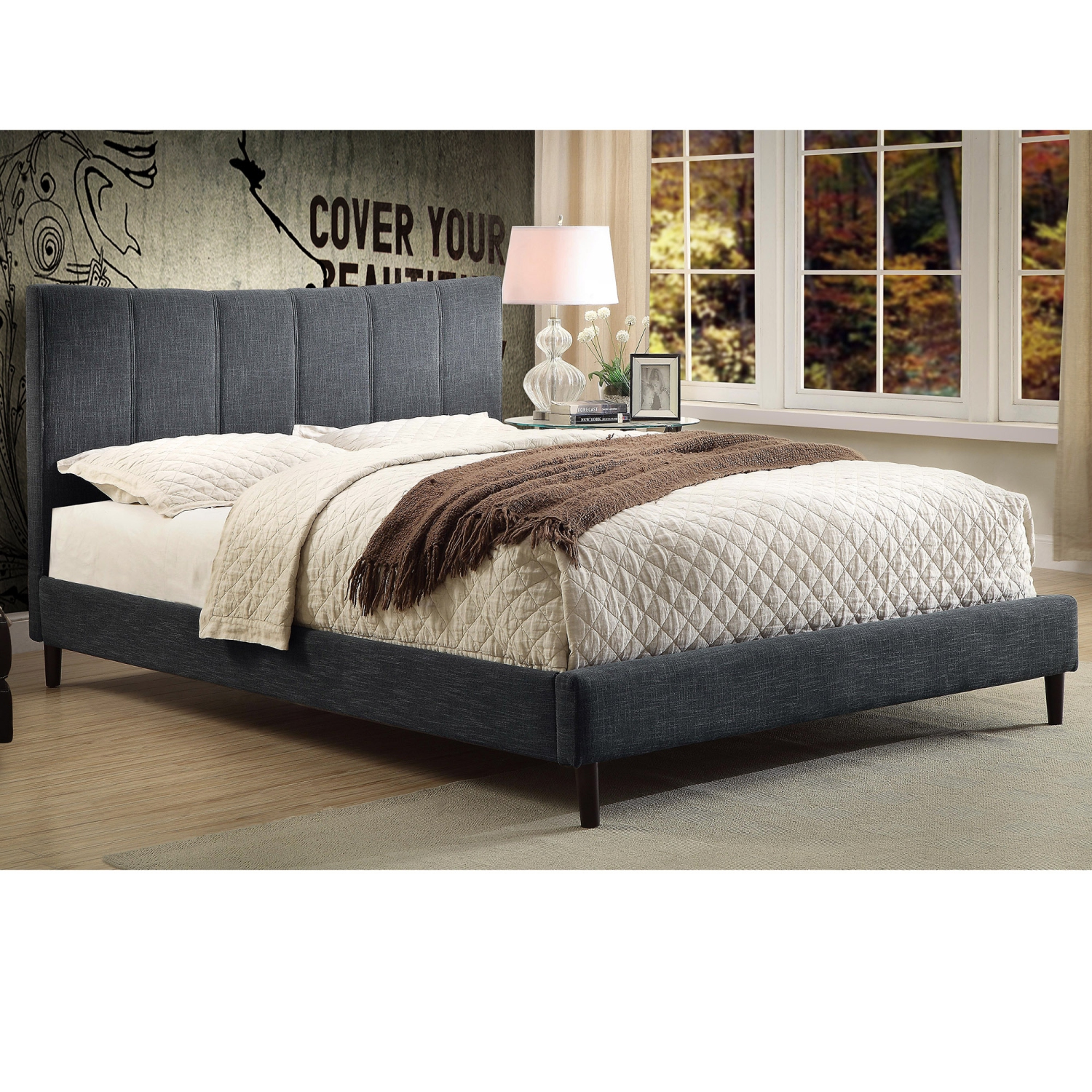 Viva Lifestyle Furiture 54" DOUBLE PLATFORM BED - GREY