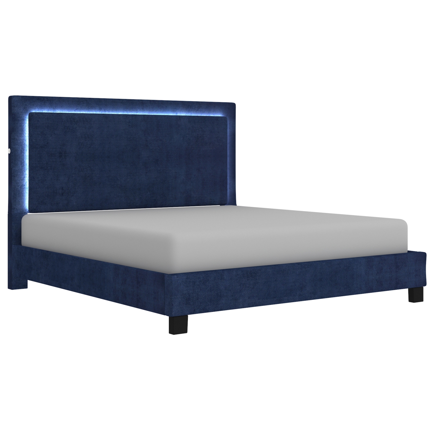 Viva Lifestyle Furiture 78" KING PLATFORM BED w/LIGHT - BLUE