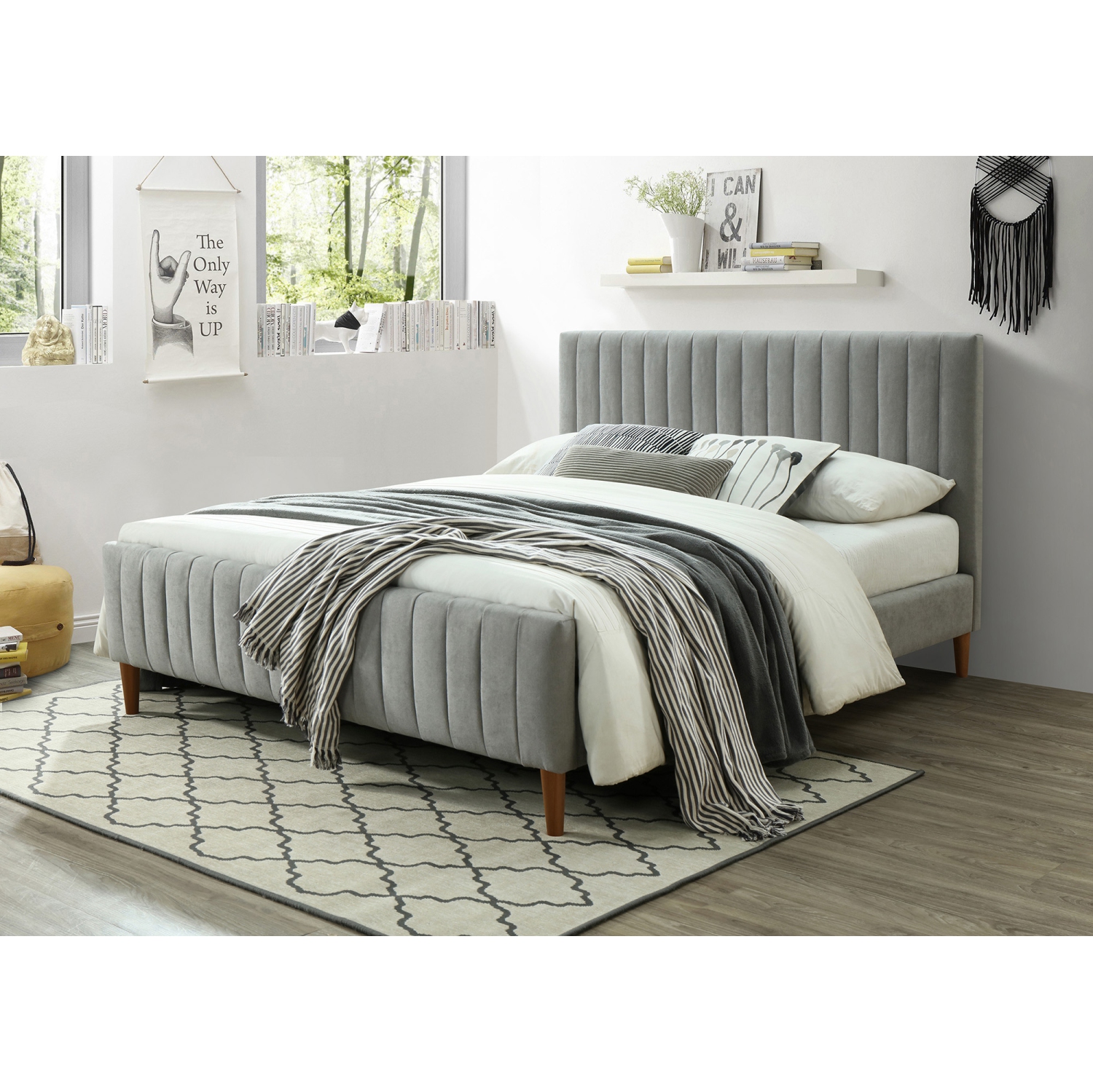Viva Lifestyle Furiture 60" QUEEN PLATFORM BED - LIGHT GREY