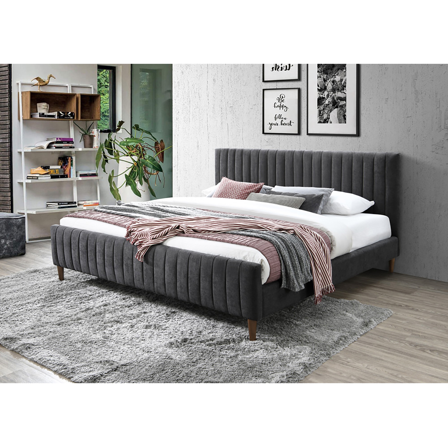 Viva Lifestyle Furiture 78" KING PLATFORM BED - CHARCOAL
