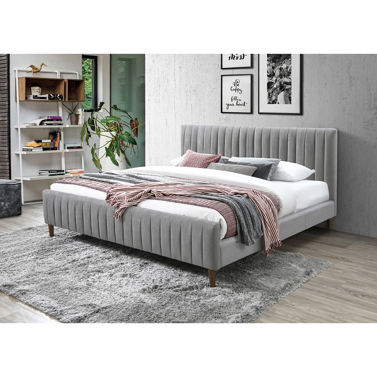 Très GRAND LIT PLATEFORME 78 po Furmeubles de Viva Lifestyle - Gris PÂLE