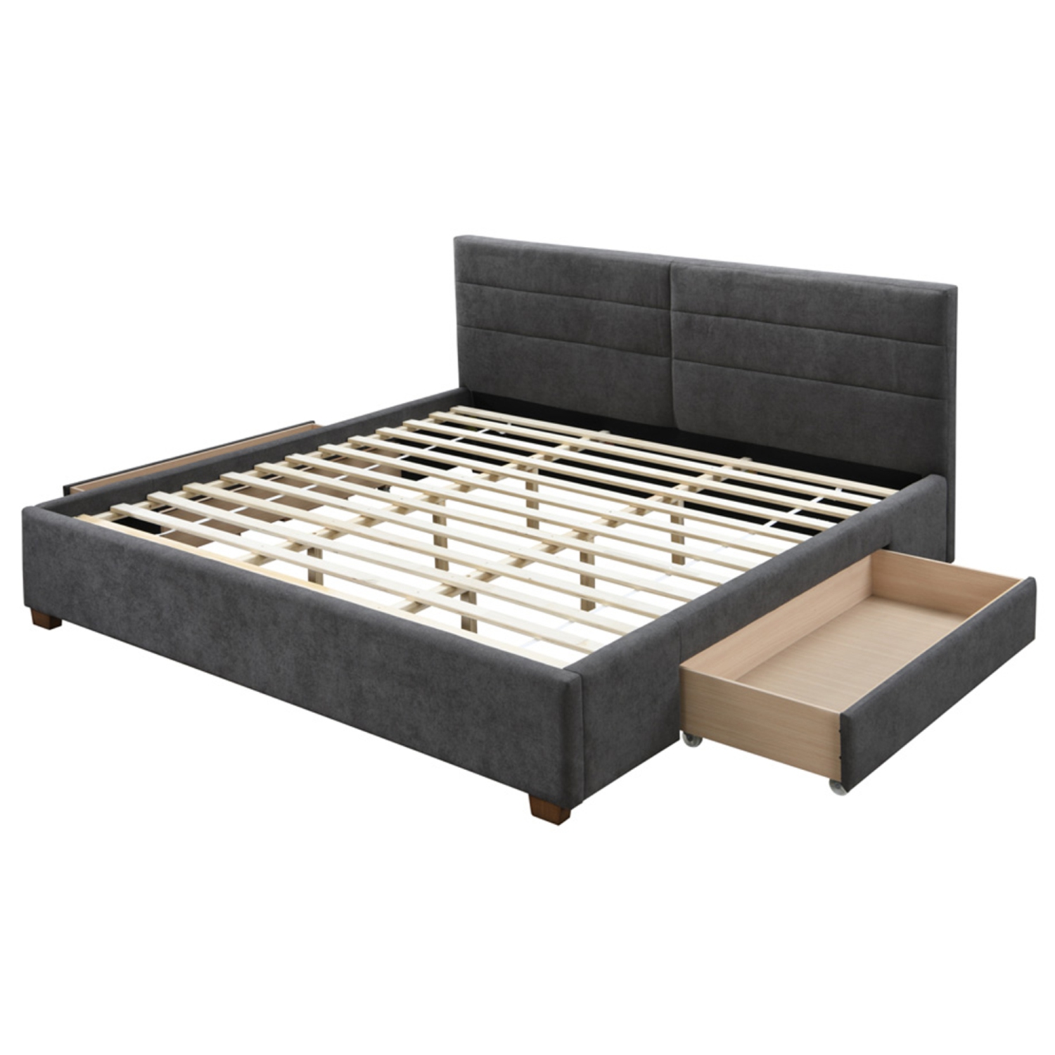 Viva Lifestyle Furiture 78" KING PLATFORM BED W/DRAWERS - CHARCOAL