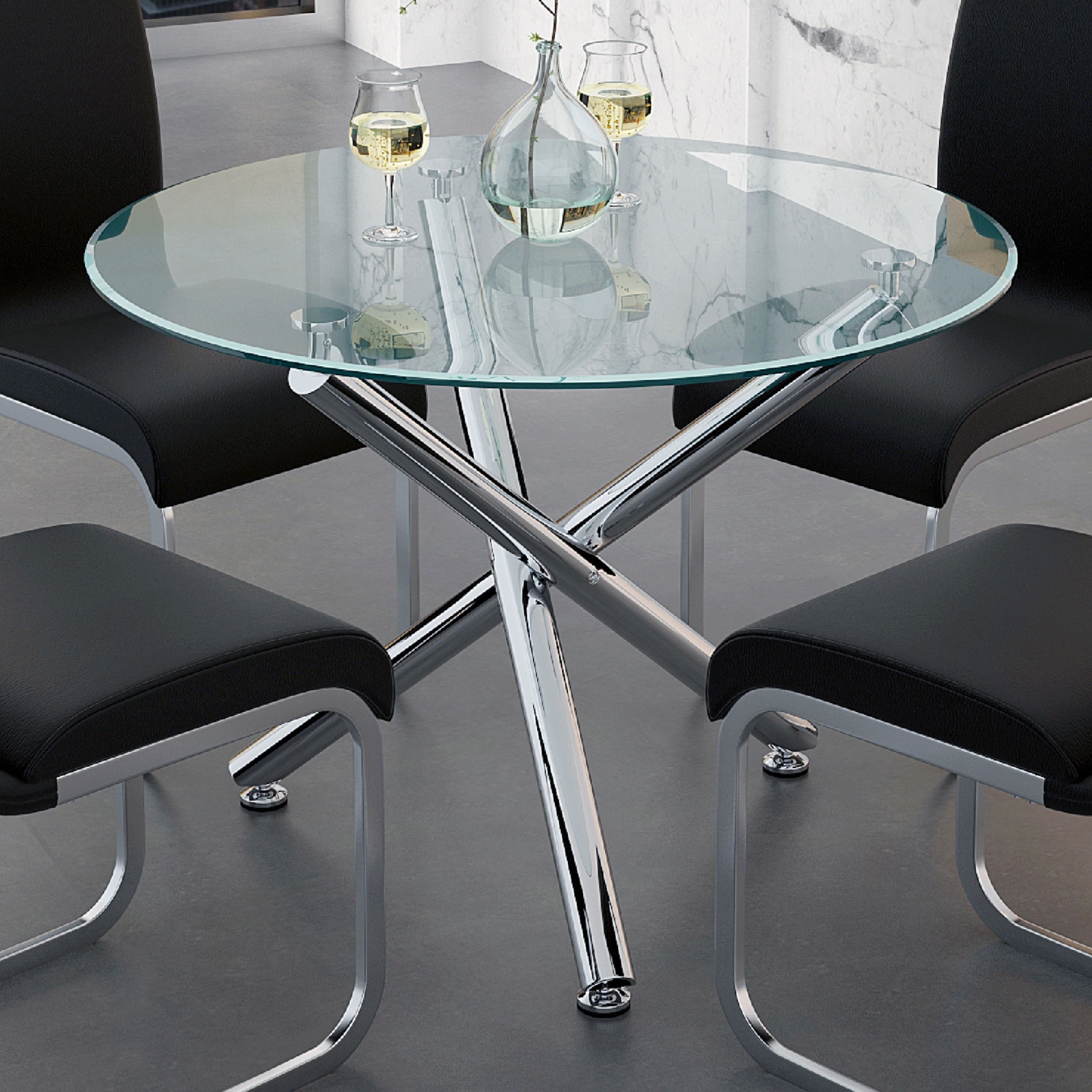 Viva Lifestyle Furiture ROUND DINING TABLE - CHROME