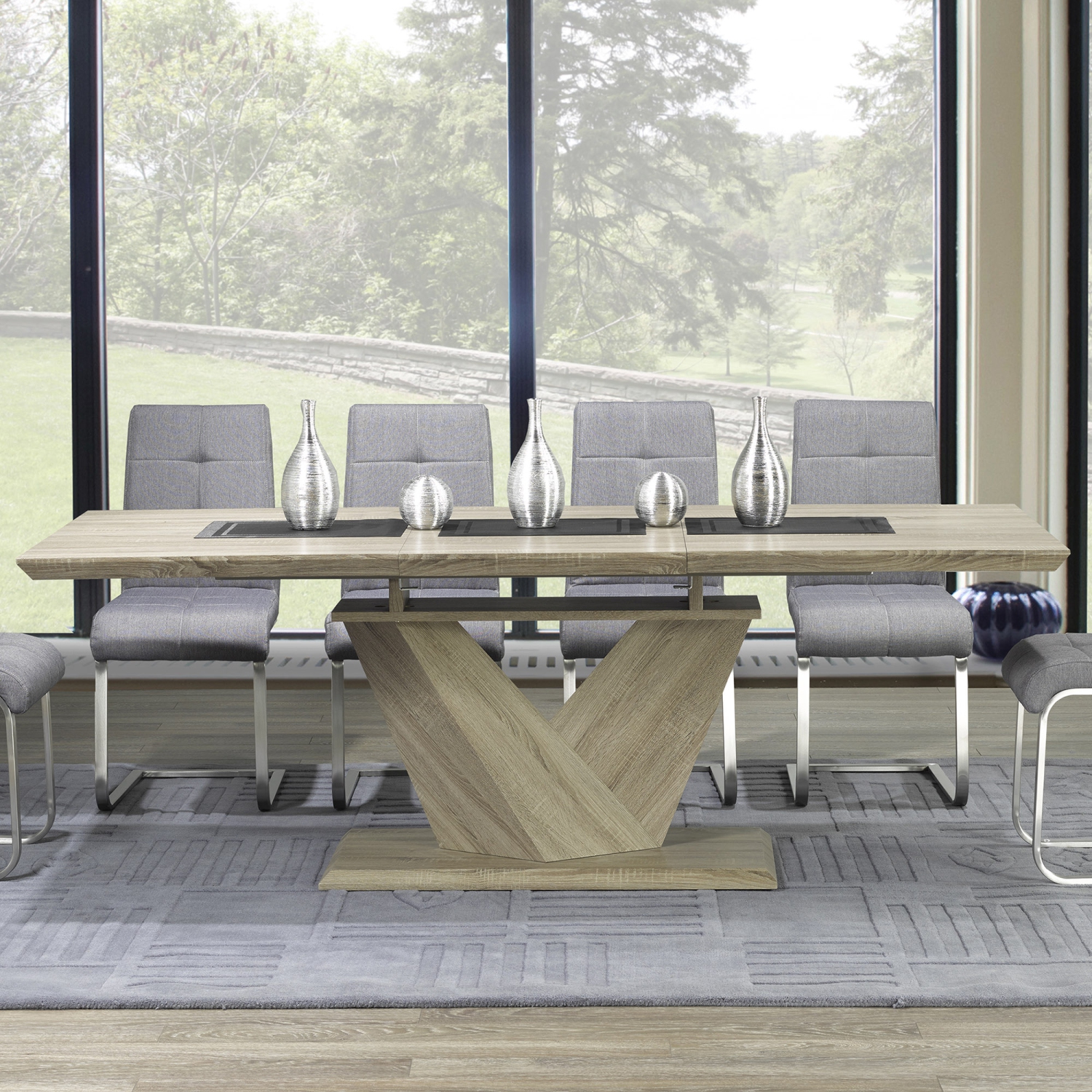 Viva Lifestyle Furiture DINING TABLE w/EXTENSION - WASHED OAK
