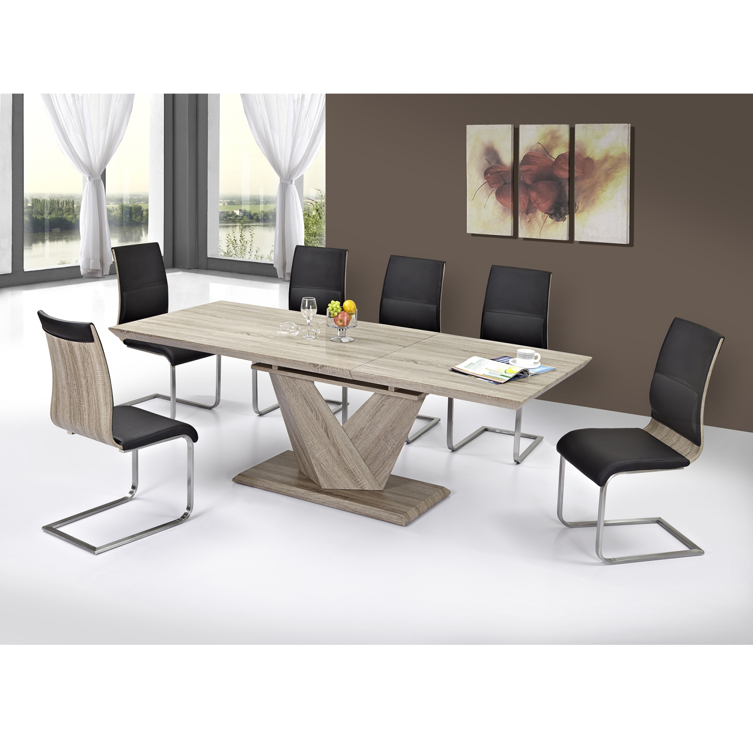 Viva Lifestyle Furiture DINING TABLE w/EXTENSION - WASHED OAK