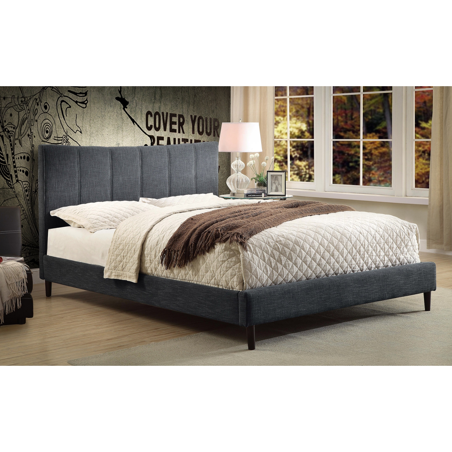 Viva Lifestyle Furiture 78" KING PLATFORM BED - GREY
