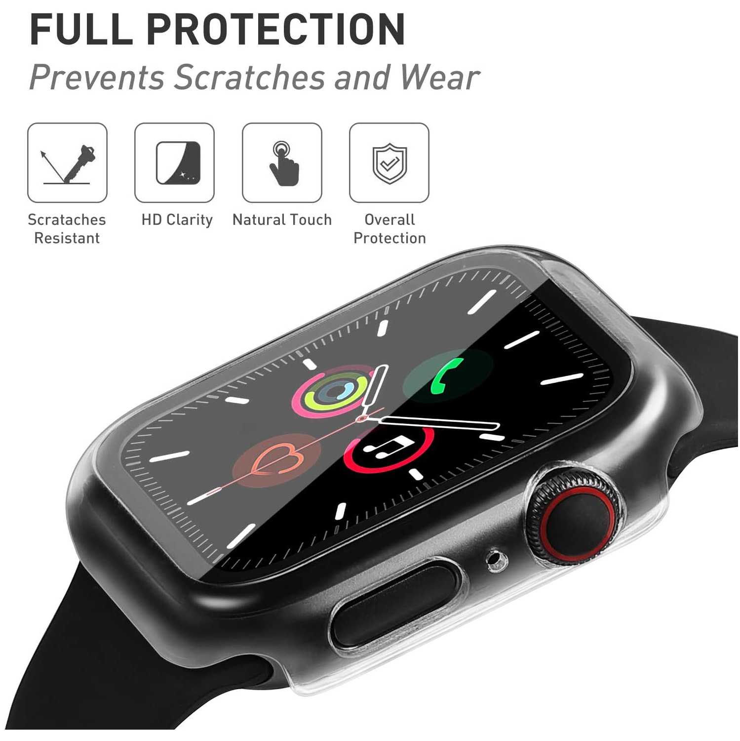Apple Watch Series 4/5 avec boîtier de 40 mm et protecteur d’écran en verre trempé