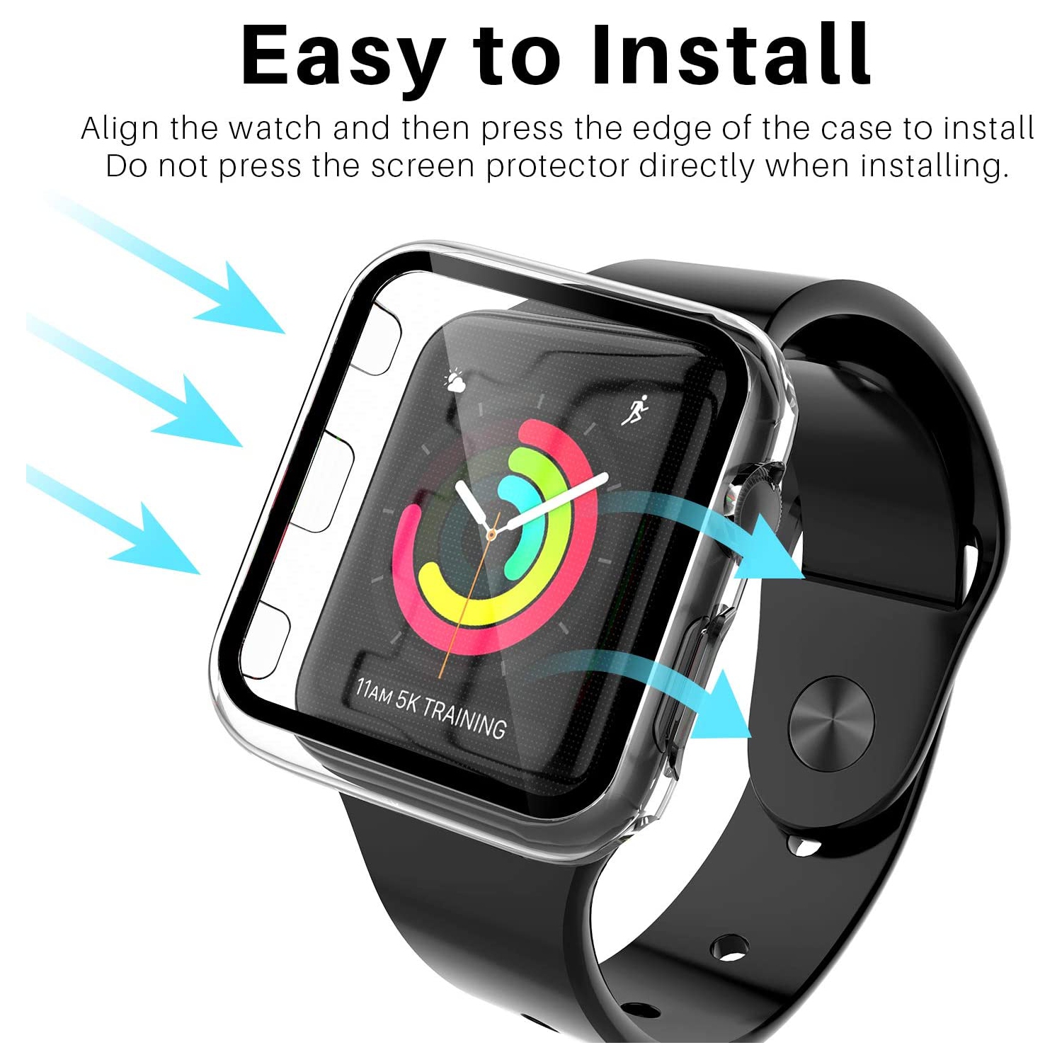 Apple Watch Series 4/5 avec boîtier de 40 mm et protecteur d’écran en verre trempé