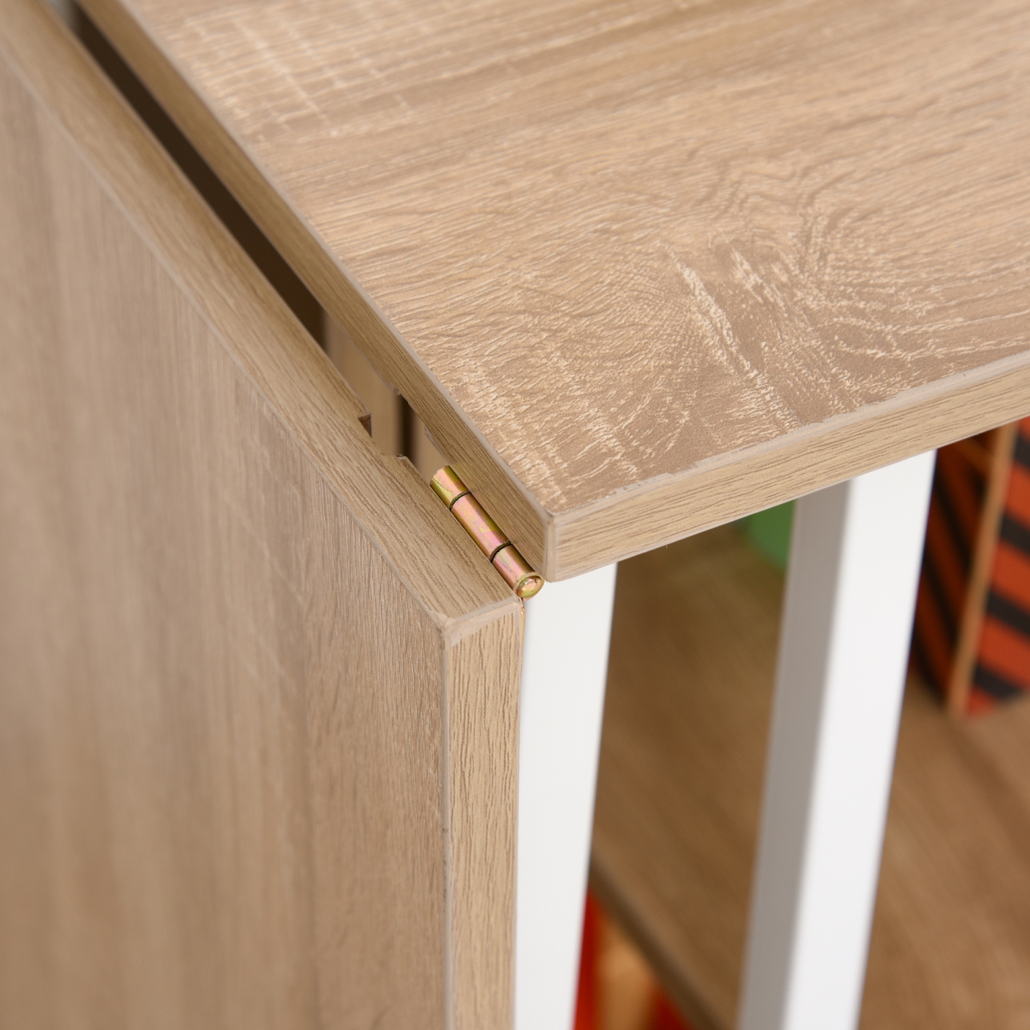 HOMCOM Folding Computer Desk with Storage Shelves, 42" Study Writing Table Laptop Desk with 6 Wheels for Bedroom Home Office Workstation, Natural