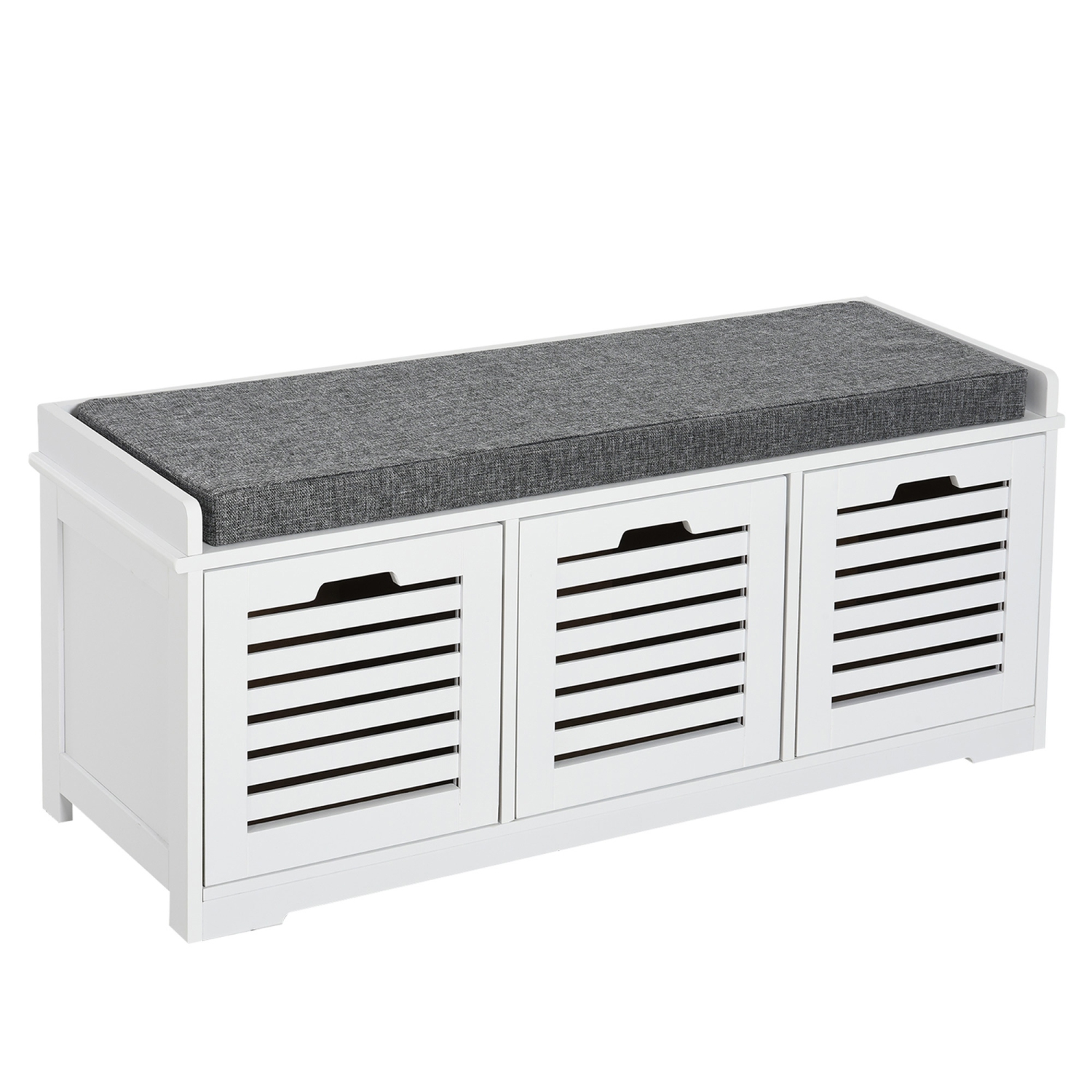 HOMCOM Shoe Bench, Entryway Bench with 3 Drawers and Padded Cushion for Living Room Entryway, White