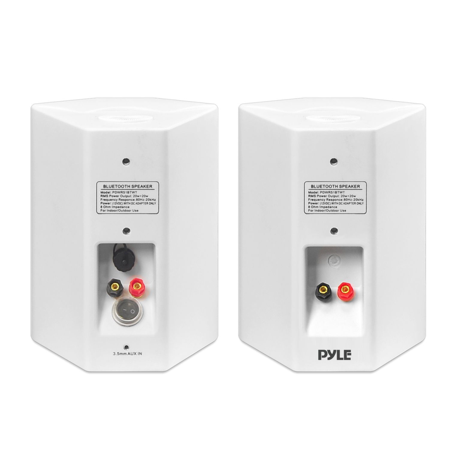Pyle – paire de haut-parleurs Bluetooth 5.25 po pour la maison, IP44 étanche, blanc
