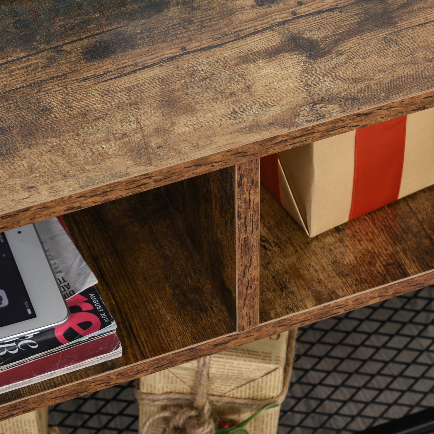 Meuble industriel de HOMCOM pour téléviseur à écran plat de 45 po ou moins, centre de divertissement pour salon, chambre, brun rustique