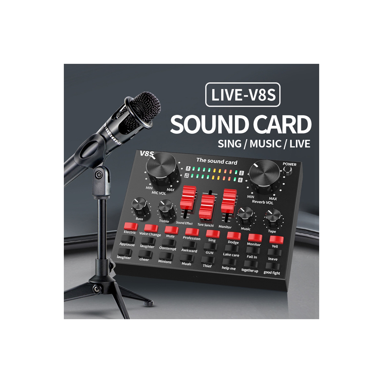 axGear V8S Sound Card for Broadcast Livestream Mobile Phone Microphone External