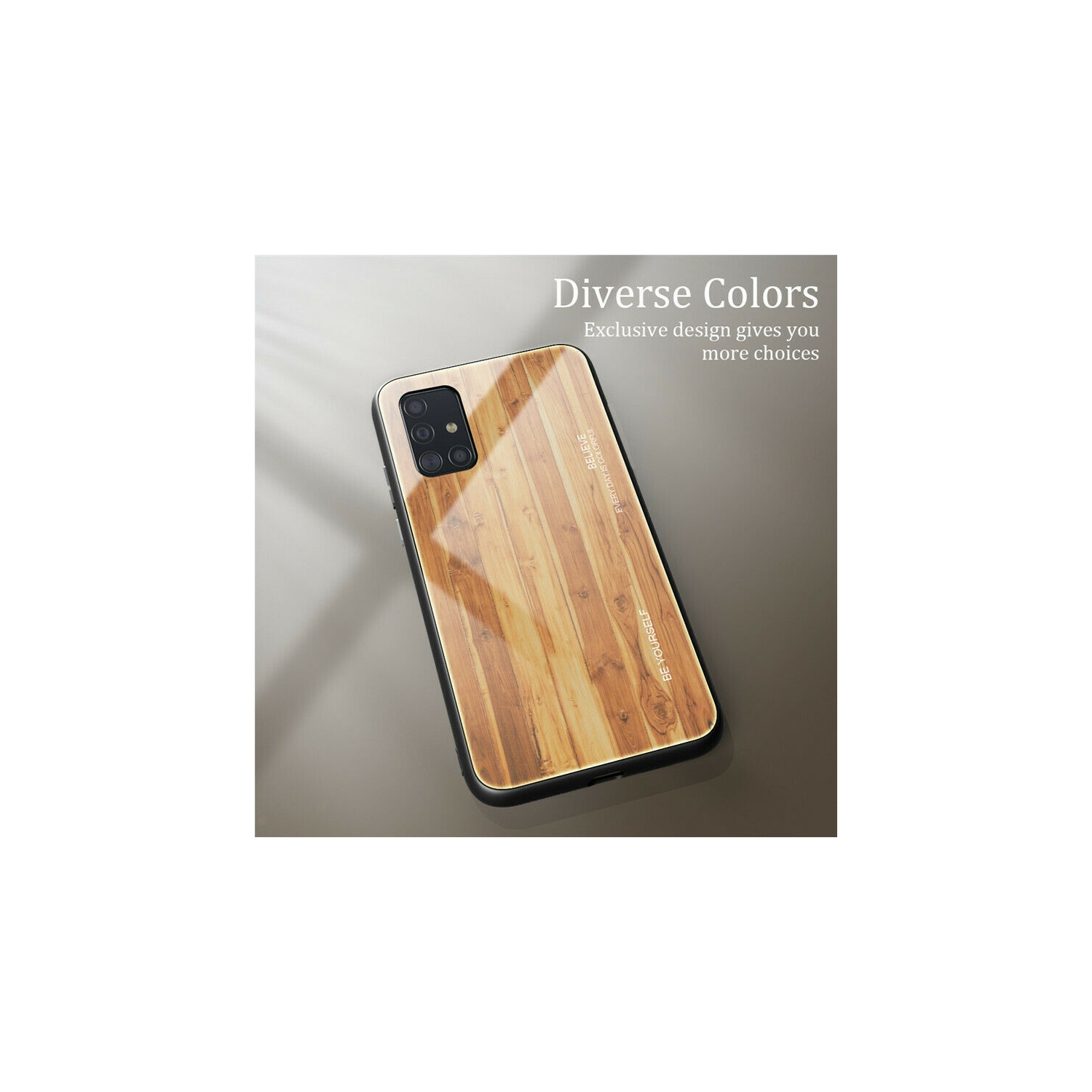 Tempered Glass Case Wood Grain Anti-Scratch Soft TPU Bumper Shockproof Cover for SAMSUNG Galaxy S20 PLUS