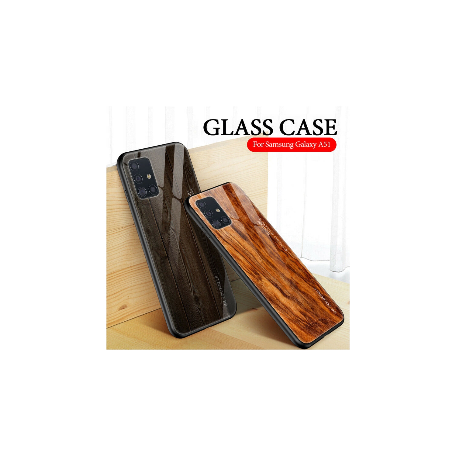 Tempered Glass Case Wood Grain Anti-Scratch Soft TPU Bumper Shockproof Cover for SAMSUNG Galaxy S20 ULTRA