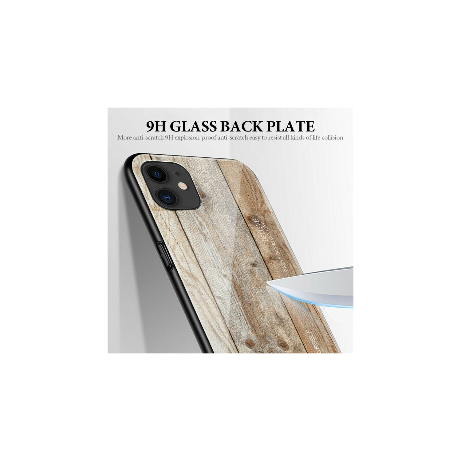 Tempered Glass Case Wood Grain Anti-Scratch Soft TPU Bumper Shockproof Cover for SAMSUNG Galaxy S20 ULTRA