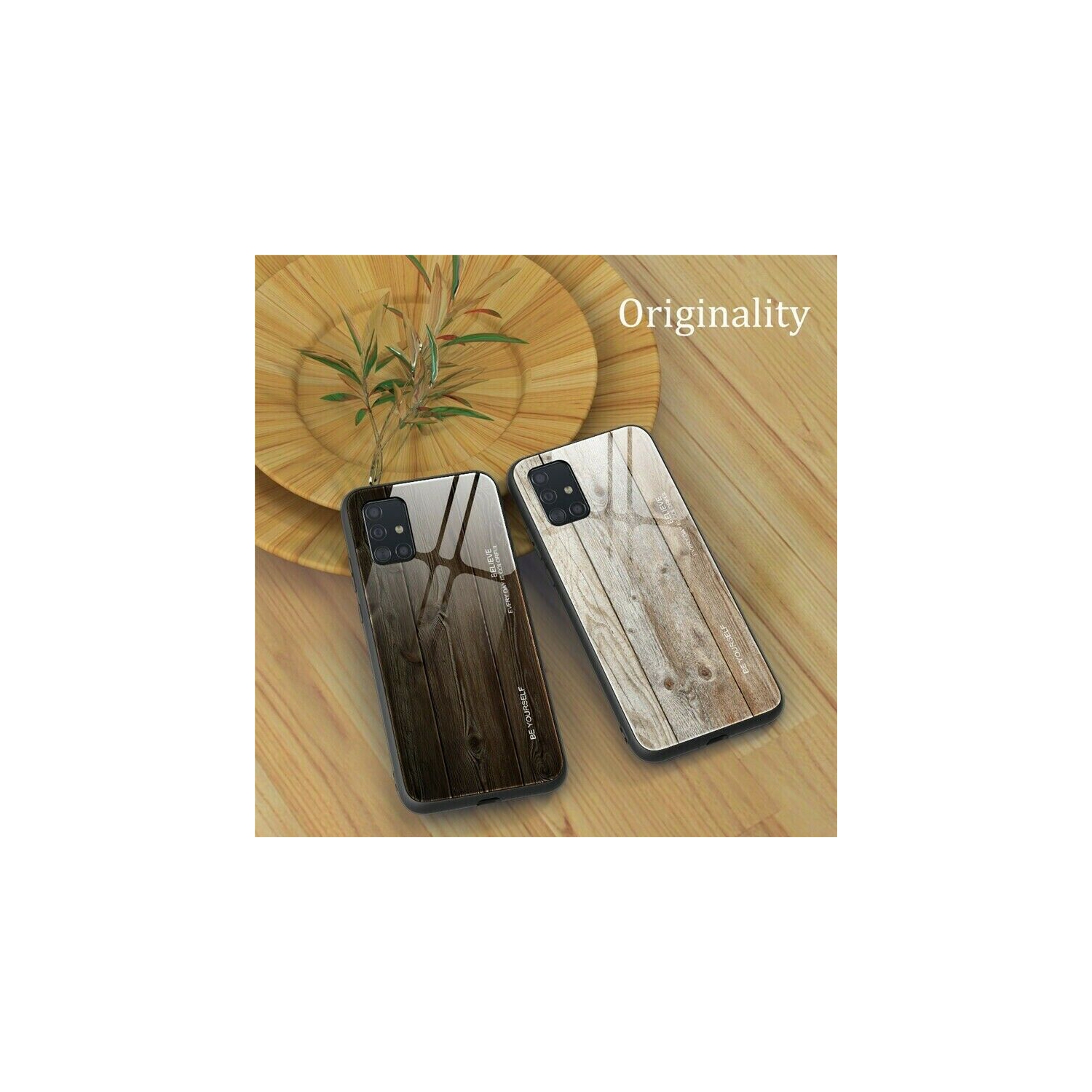 Tempered Glass Case Wood Grain Anti-Scratch Soft TPU Bumper Shockproof Cover for SAMSUNG Galaxy S20 ULTRA