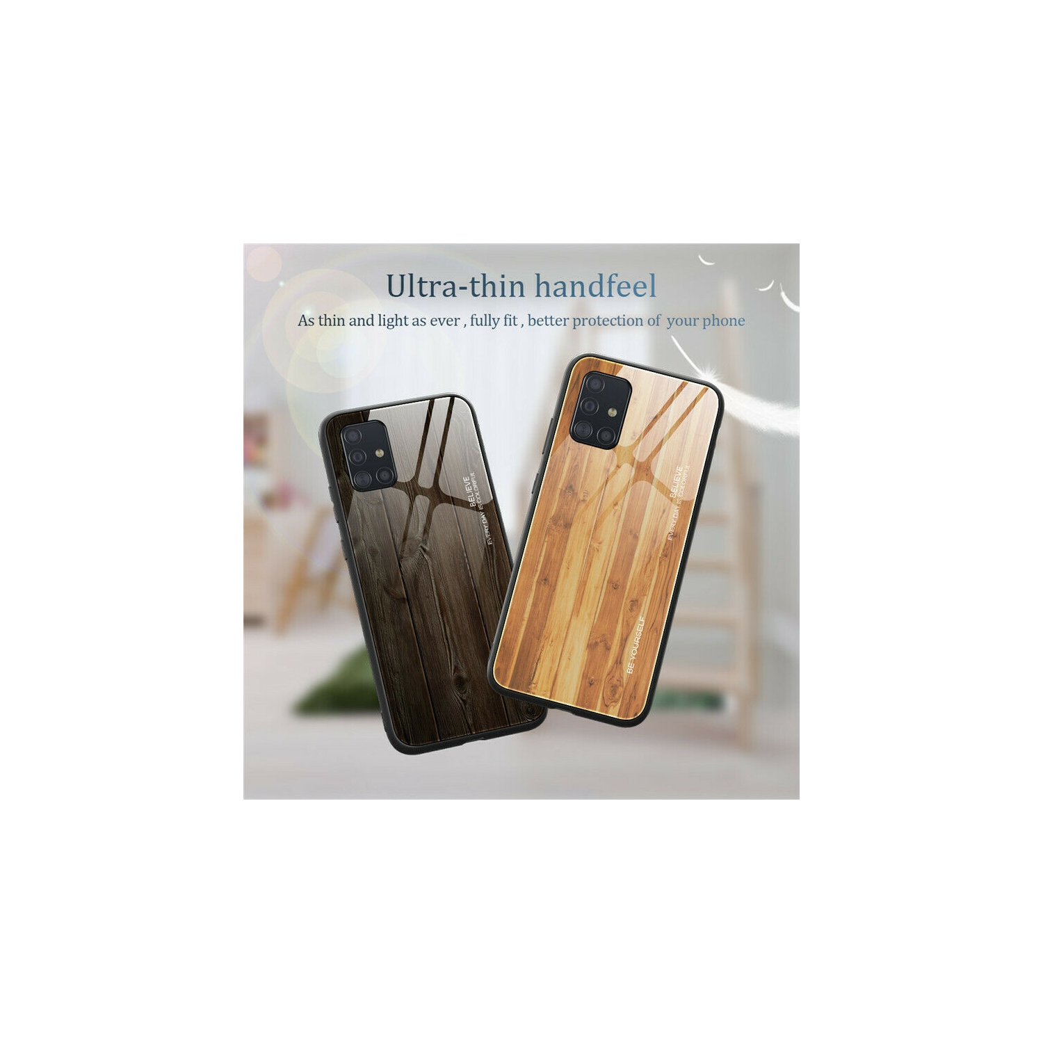 Tempered Glass Case Wood Grain Anti-Scratch Soft TPU Bumper Shockproof Cover for SAMSUNG Galaxy S20