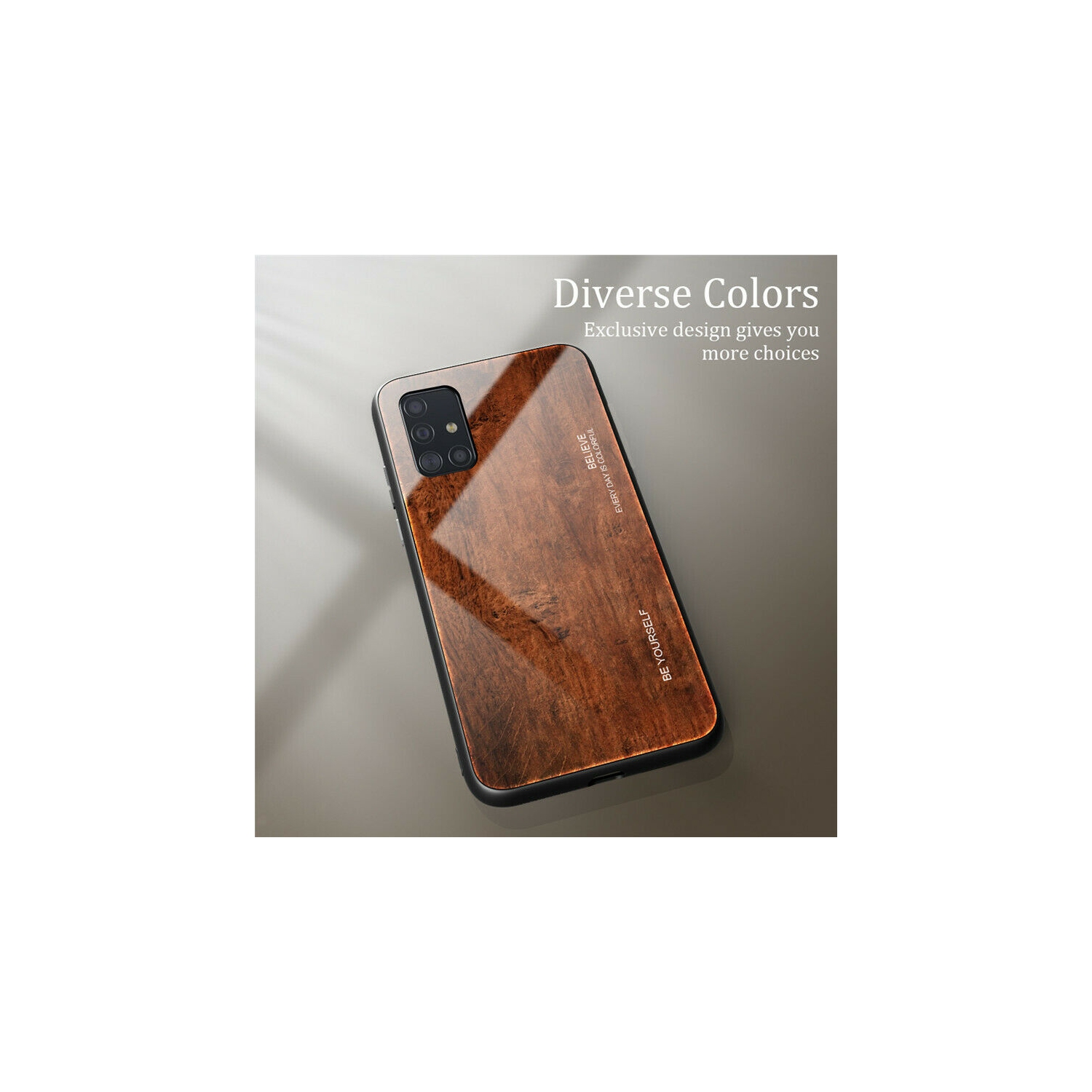 Coque en verre trempé Grain de bois de protection étui pour Samsung Galaxy S20 PLUS