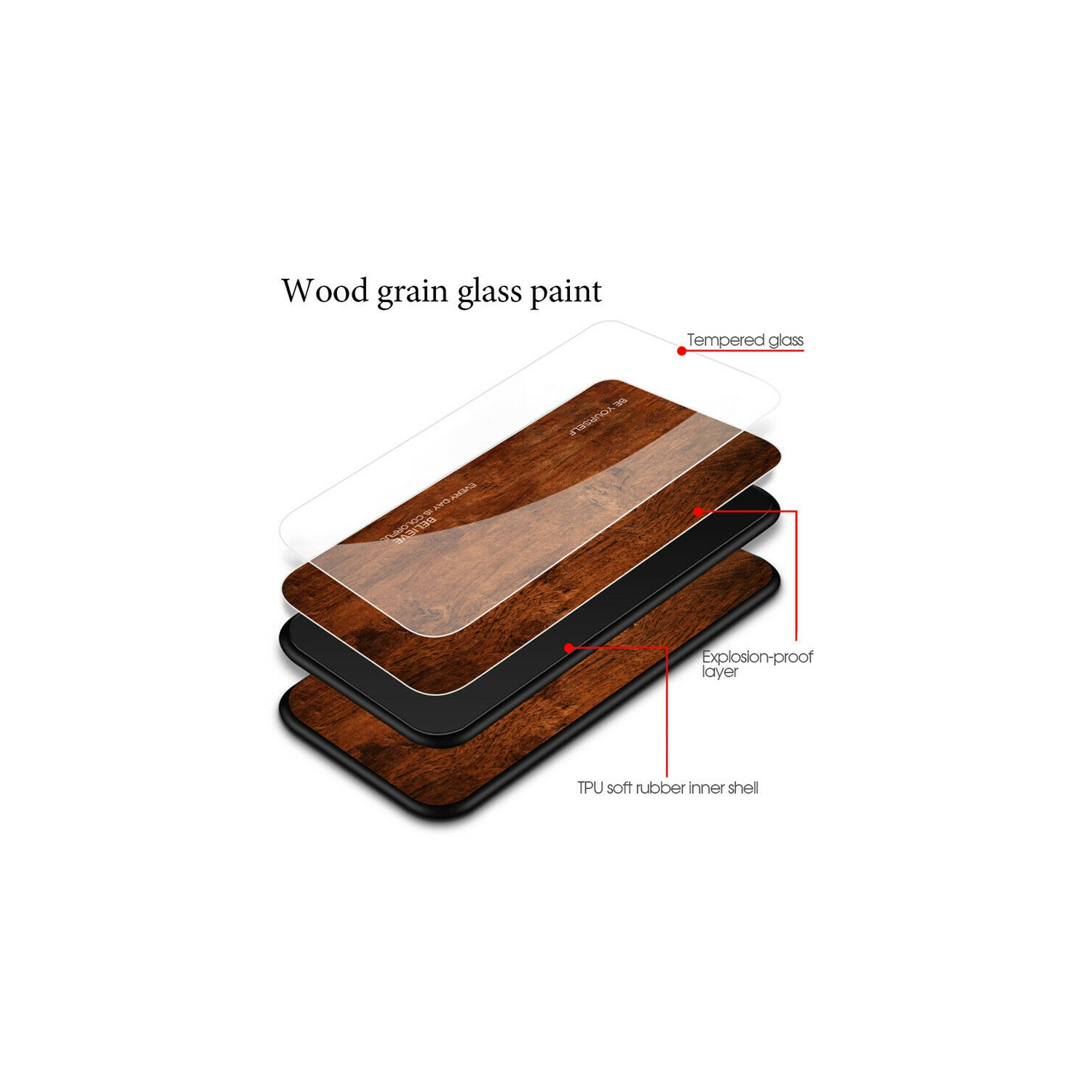 Coque en verre trempé Grain de bois de protection étui pour Samsung Galaxy S20 PLUS