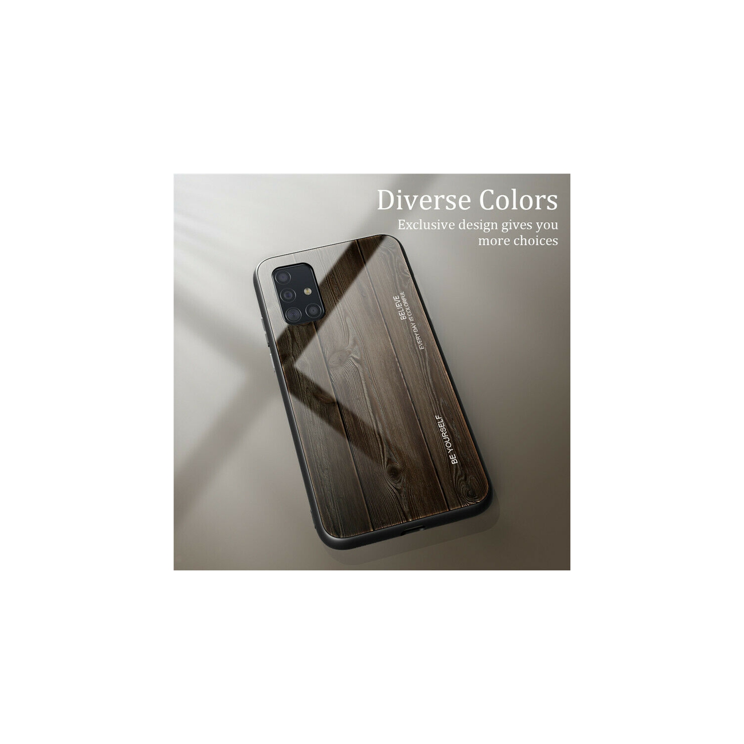 Coque en verre trempé Grain de bois de protection étui pour Samsung Galaxy S20 PLUS