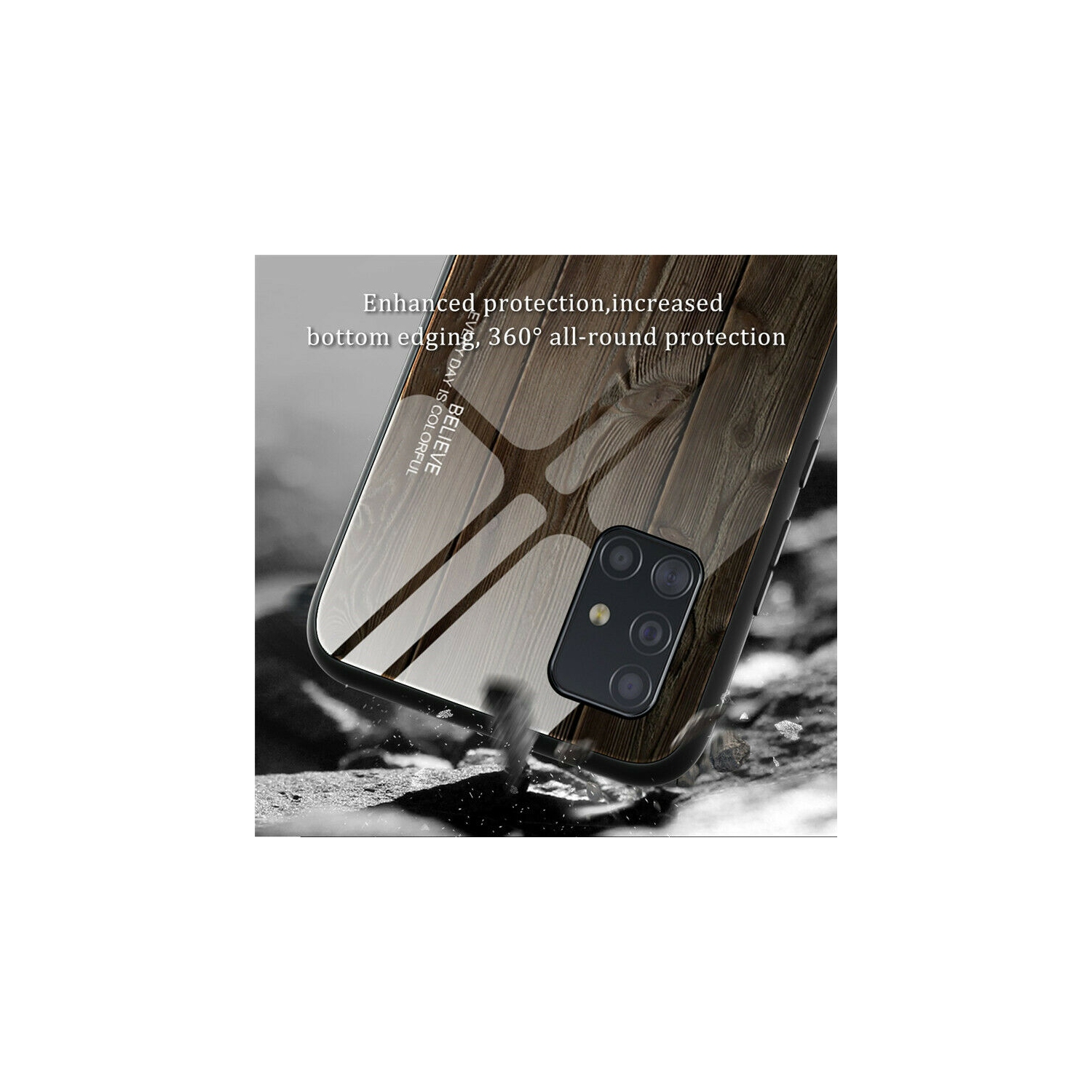 Coque en verre trempé Grain de bois de protection étui pour Samsung Galaxy S20 ULTRA