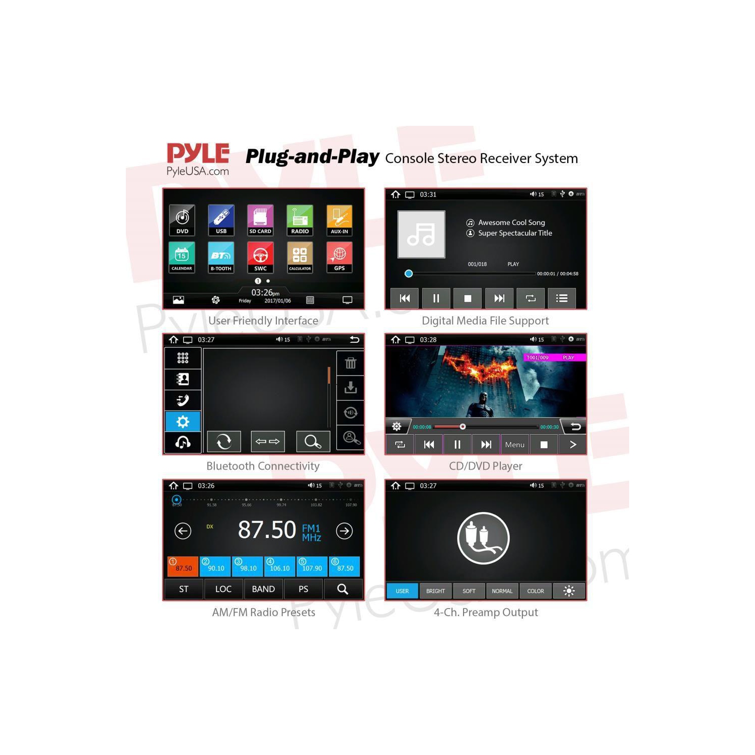 Pyle Récepteur stéréo de voiture Jeep Renegade 2015/2016, Bluetooth V2.0, écran tactile HD 7 ``, radio AM / FM,