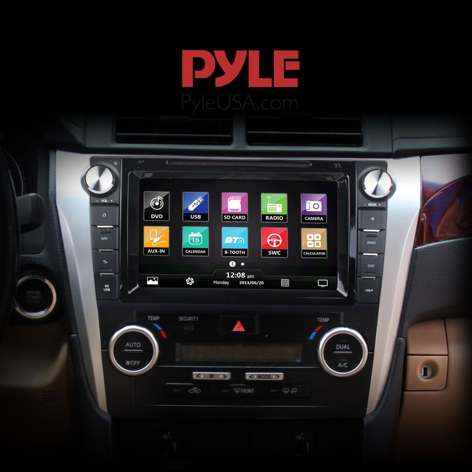 Pyle – récepteur stéréo Toyota Camry 2012, écran tactile HD 8 po, Bluetooth v2.0