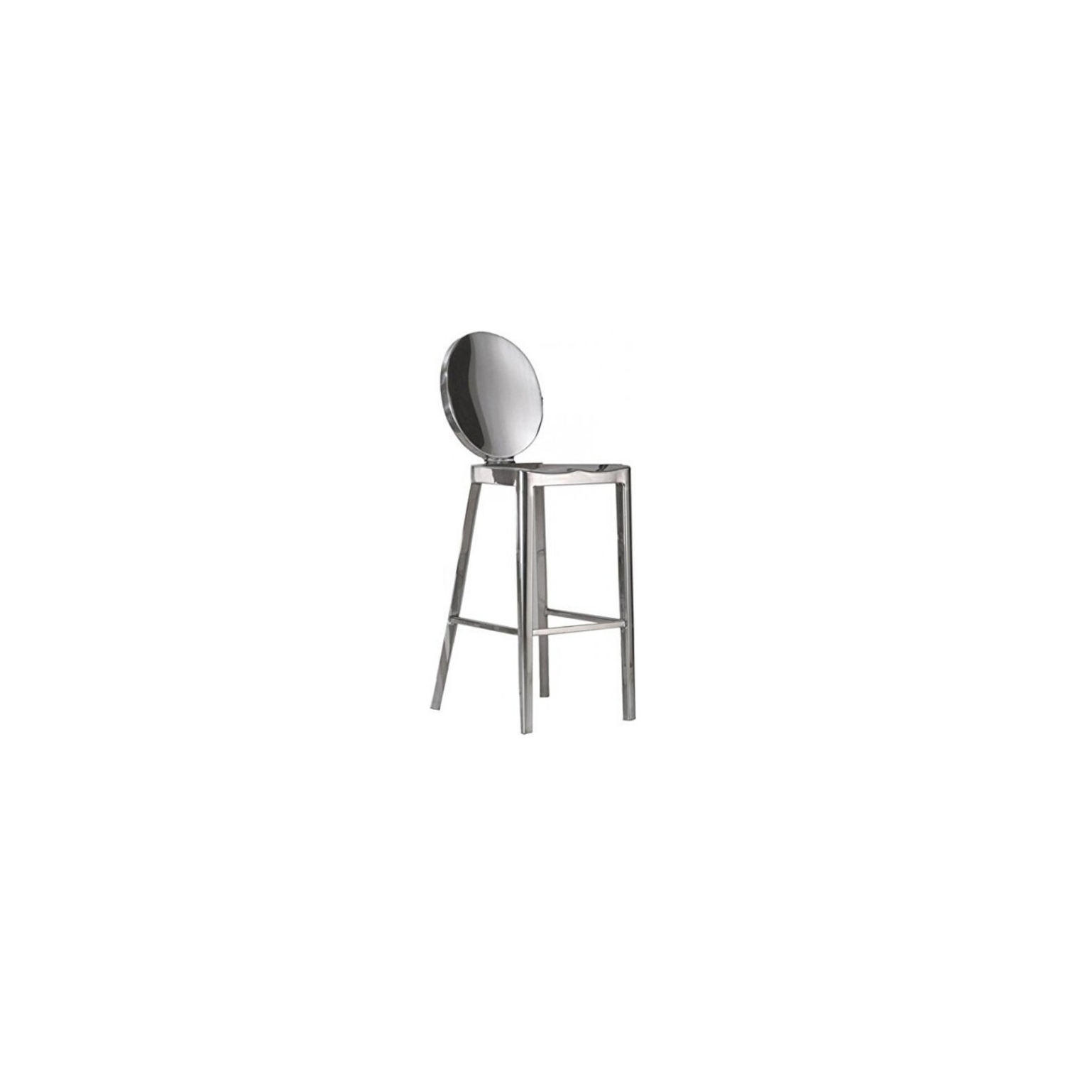 OCC 2-King Counter Height Stool 24-Inch Armless Side Chair-Polished Stainless Steel Round Back