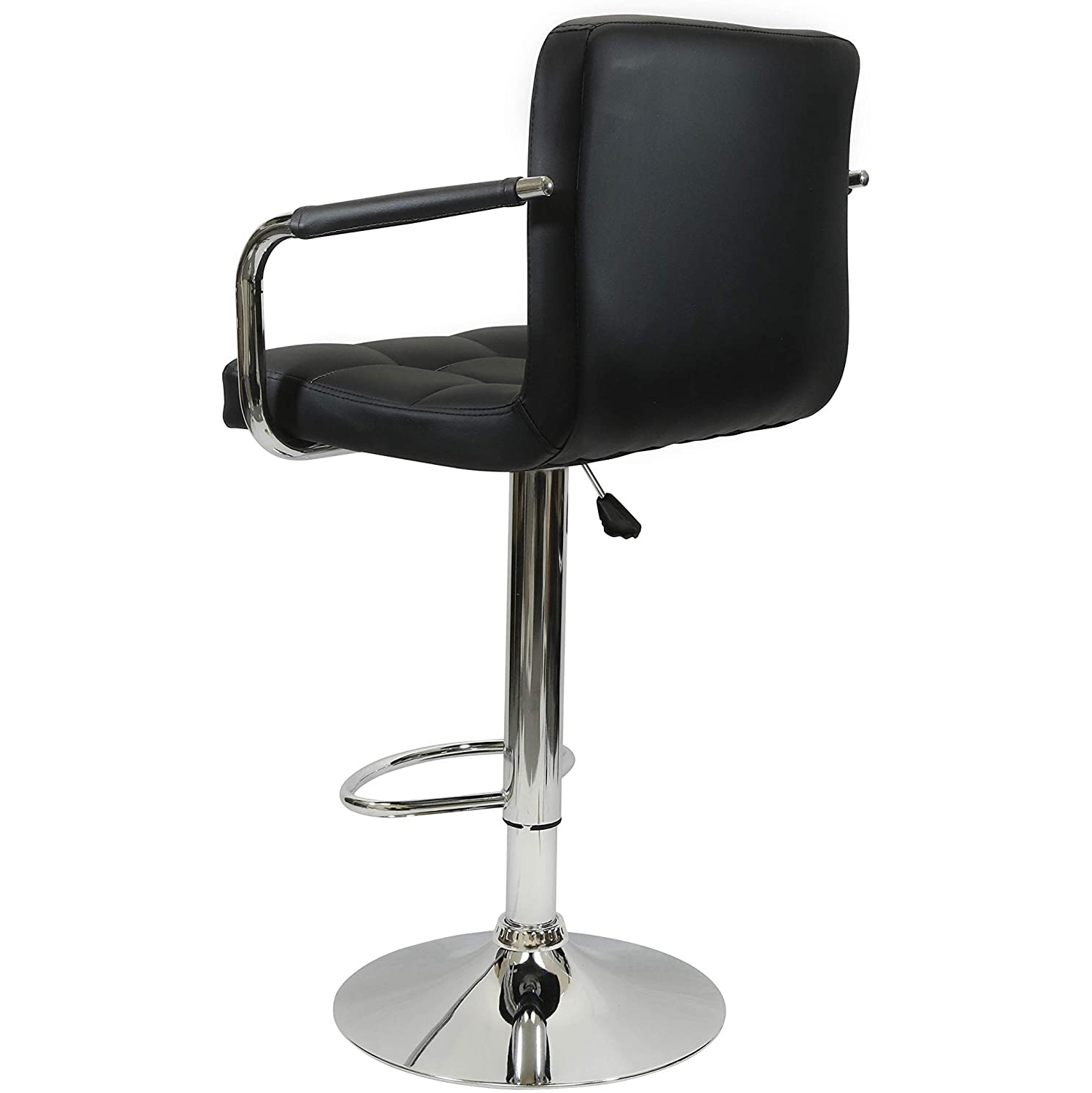 Meubles Hexagrid PU Nicer Hauteur Tabouret de bar réglable avec bras en noir - ensemble de 2