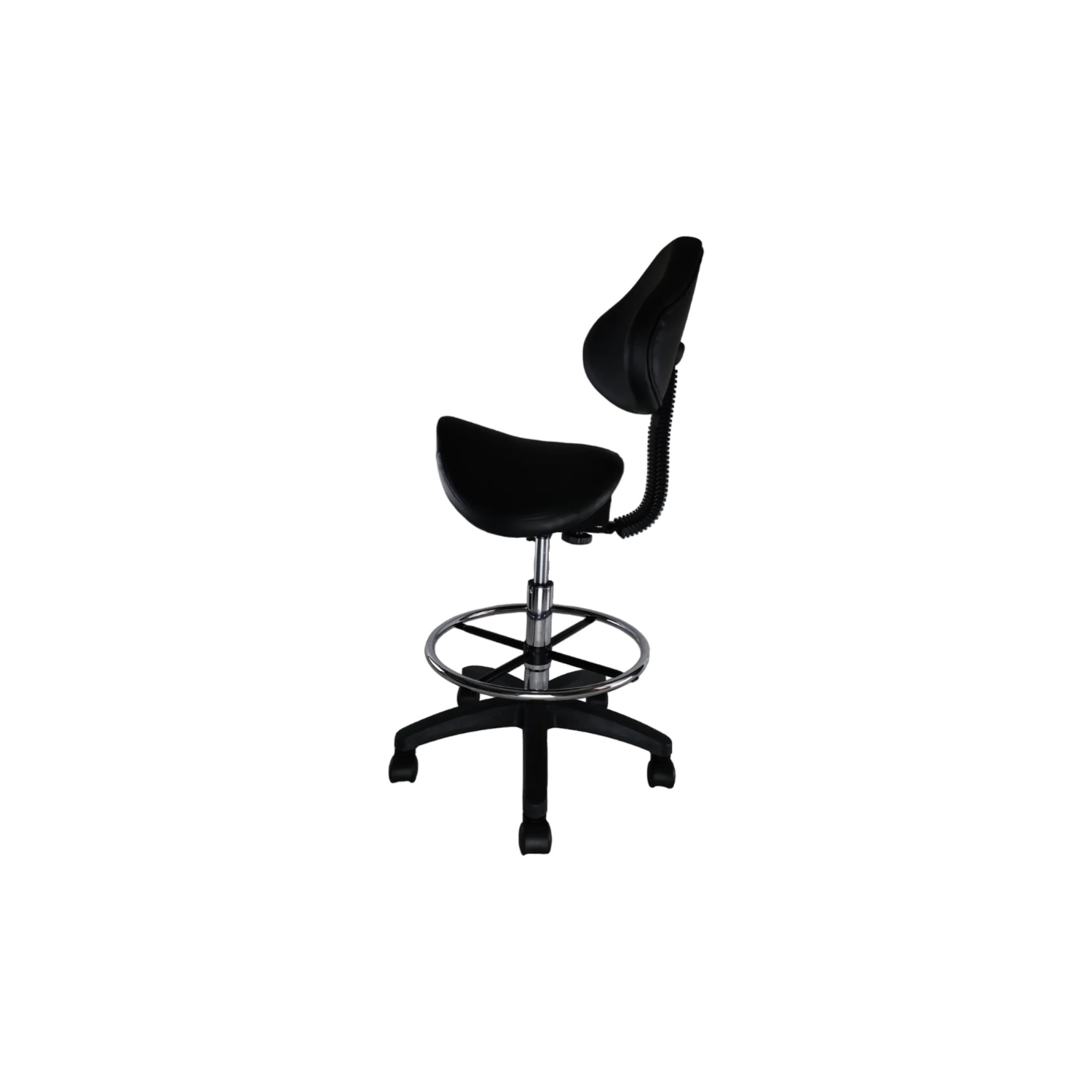 Nicer Furniture Saddle Stool Swivel Salon Massage Dental Chair Black PU Leather with Backrest