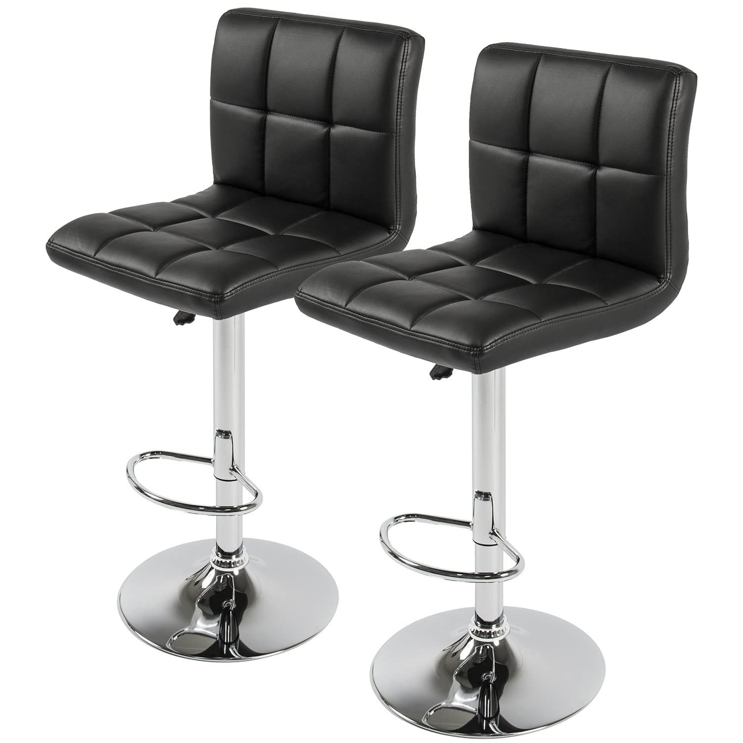 Meubles Hexagrid PU Nicer hauteur Tabouret réglable bar en noir - ensemble de 2