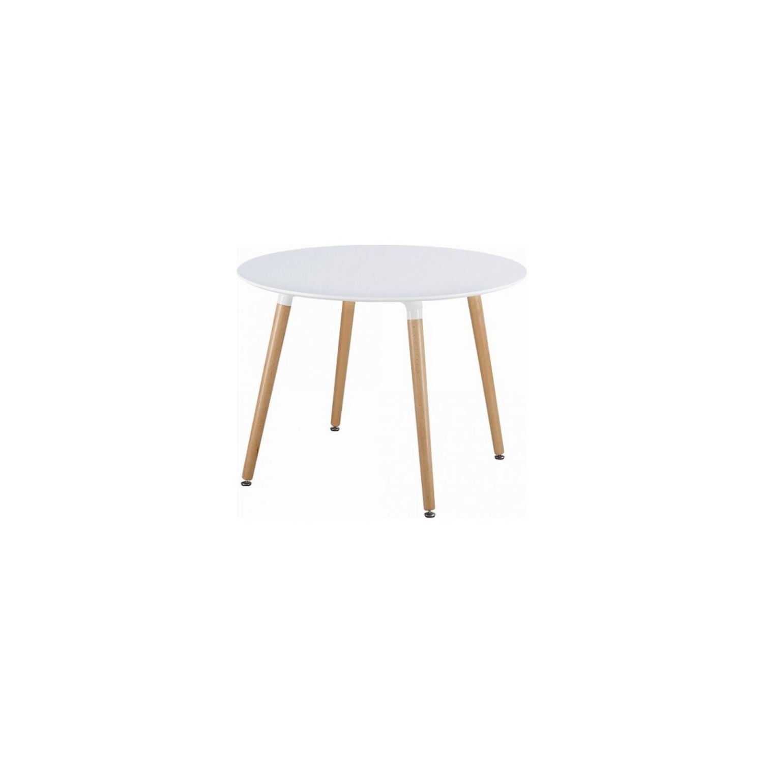 Nicer Furniture® Eames Style Dining Table with Wooden Legs- MDF Fiberboard Round Top 47" White