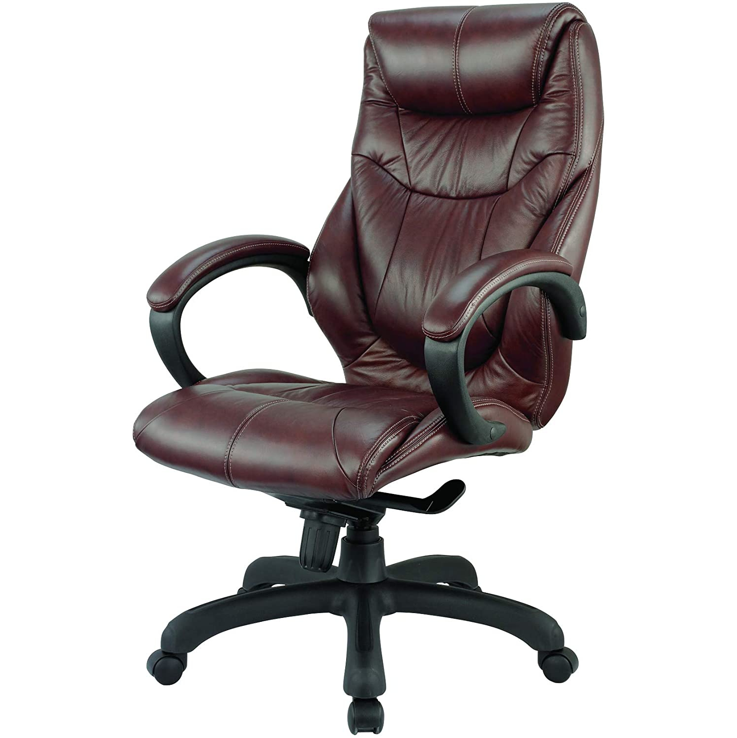 Nicer Furniture Genuine Leather High Back Executive Chair, Chocolate Brown