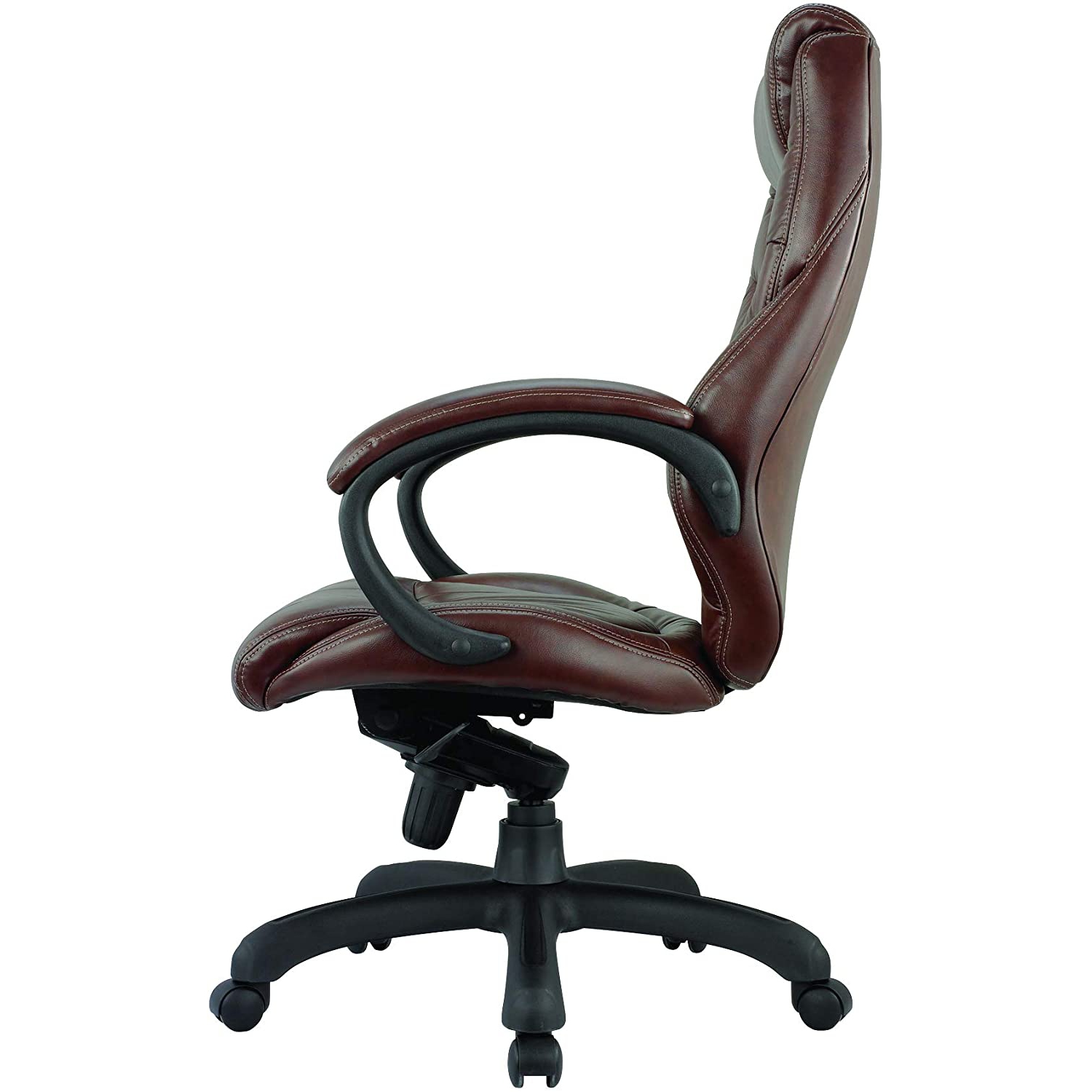 Nicer Furniture – Fauteuil de bureau en cuir véritable à dossier haut, brun chocolat