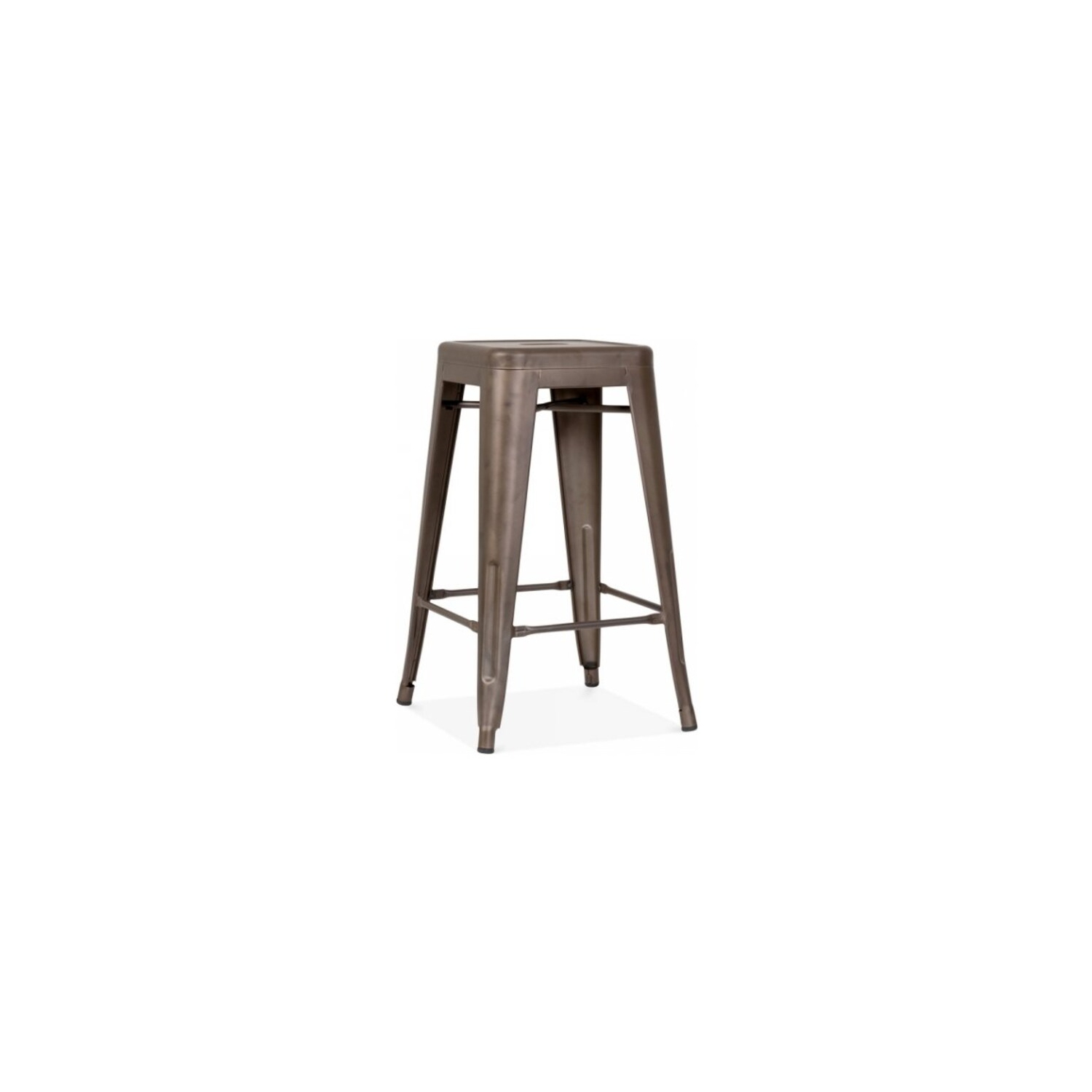 OCC 2-Tolix style Backless Metal Industrial Stack Counter Height Stool-Stackable Cafe Counter Stools-Gunmetal
