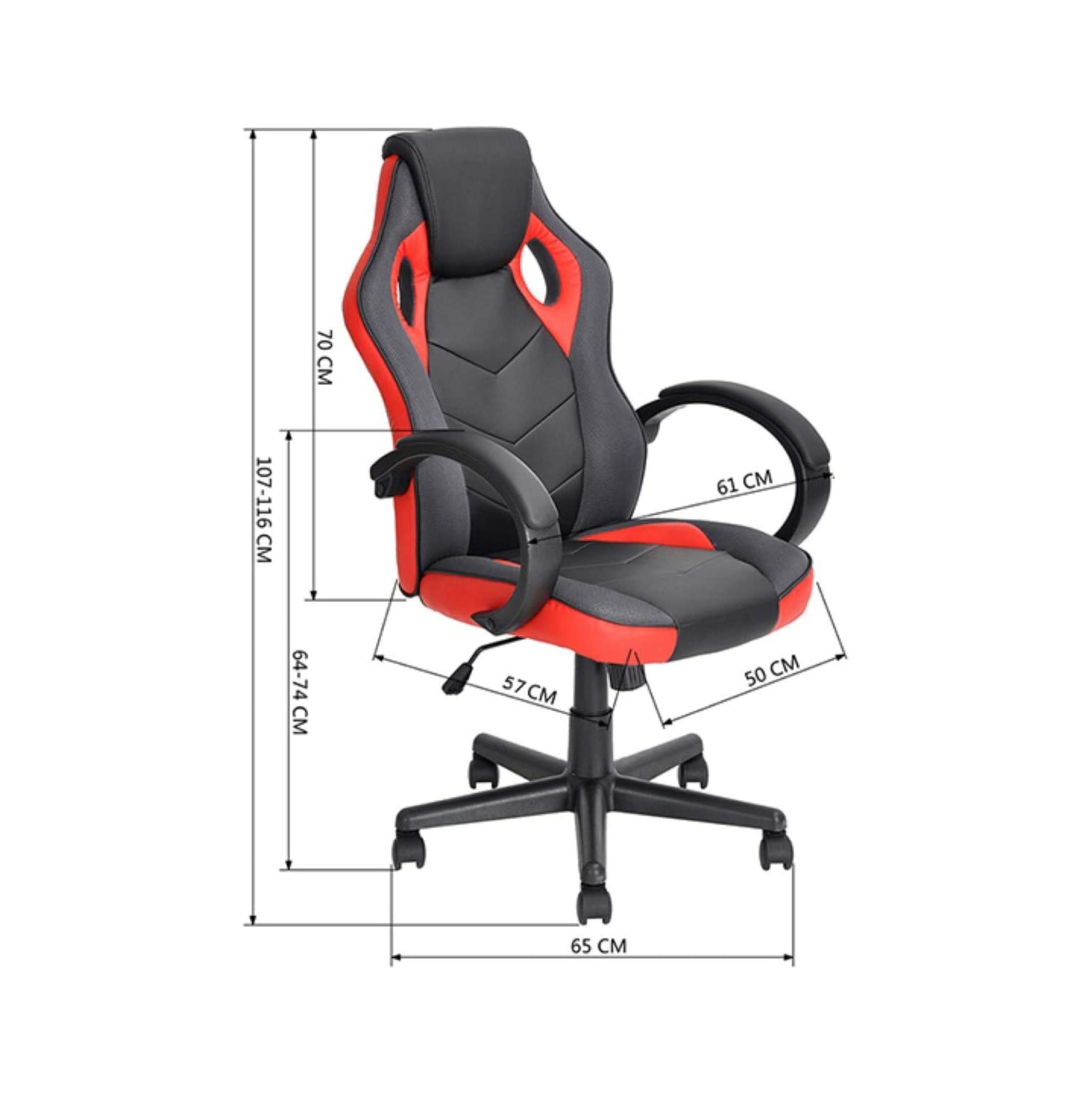 Meubles Nicer Reclining Racing Chaise de jeu avec Inclinez et Armest Rouge