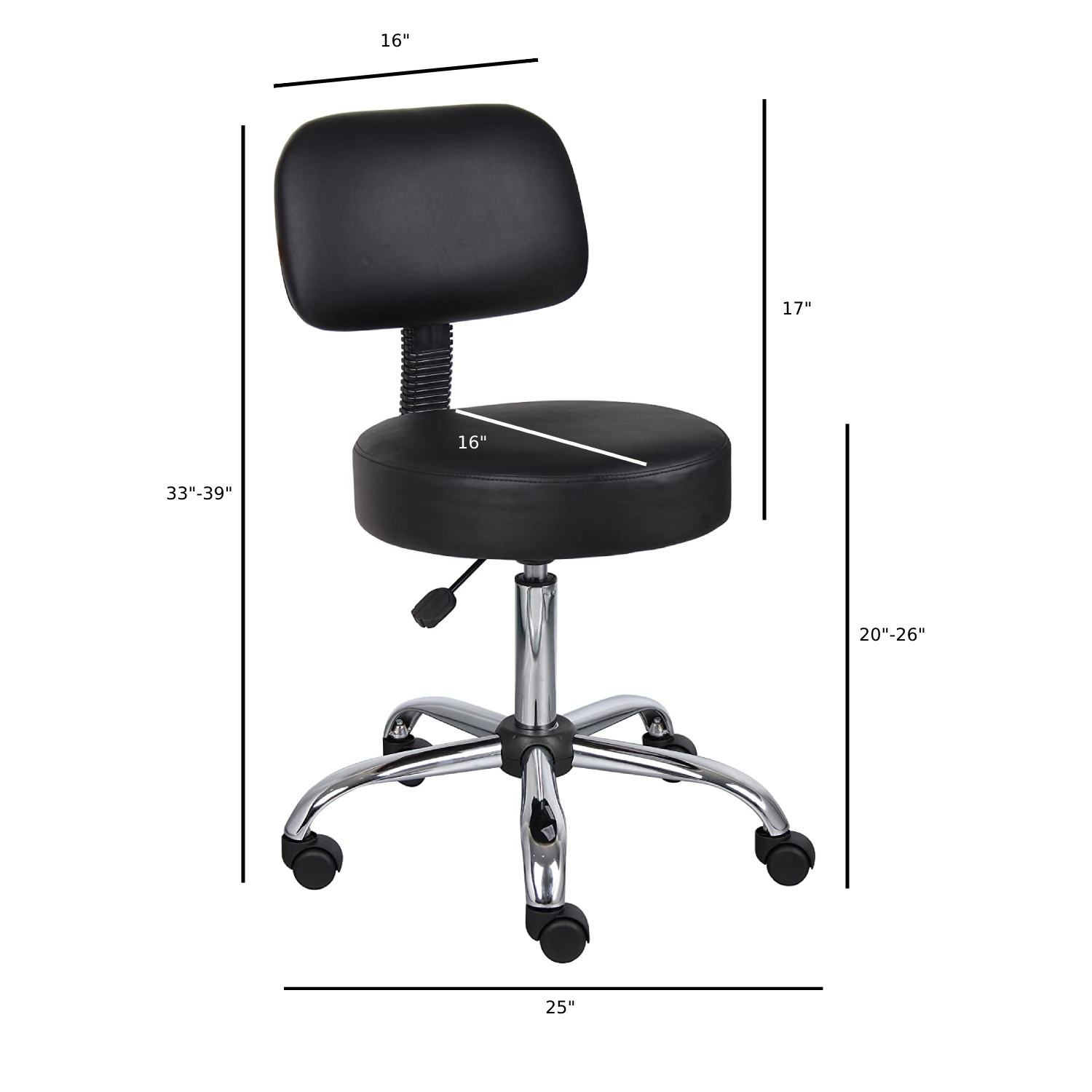 Nicer Furniture Medical Drafting Chair Salon Stool with Back Cushion Tattoo Hydraulic Chair," Black"